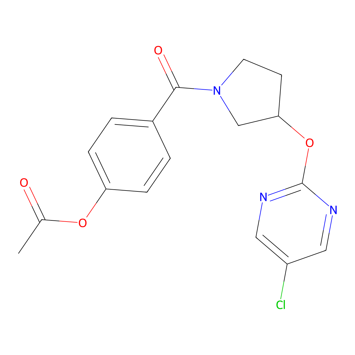 4-{3-[(5-Chloropyrimidin-2-yl)oxy]pyrrolidine-1-carbonyl}phenyl acetate molecular structure, CAS 2034495-35-5