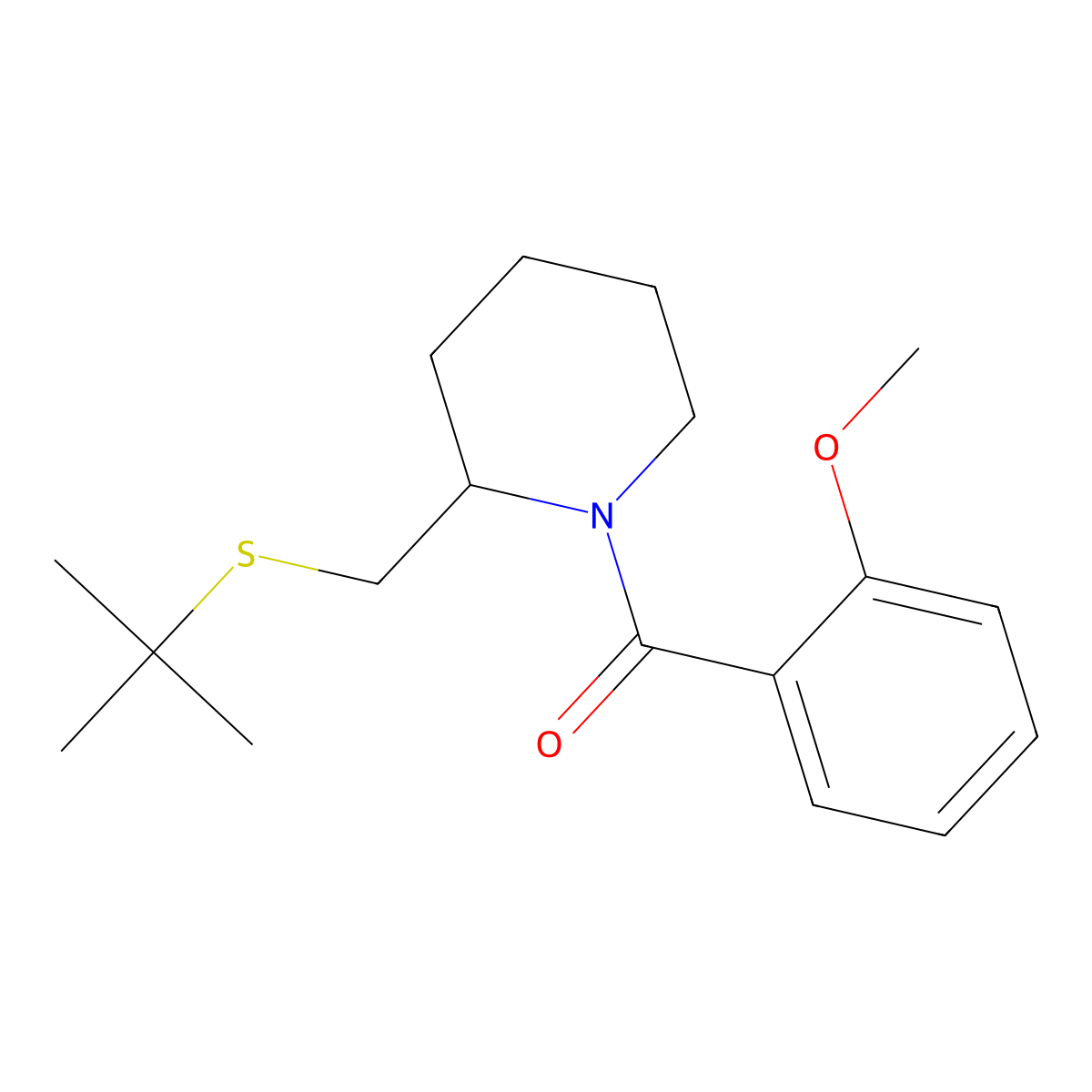 (2-((Tert-butylthio)methyl)piperidin-1-yl)(2-methoxyphenyl)methanone molecular structure, CAS 2034495-38-8