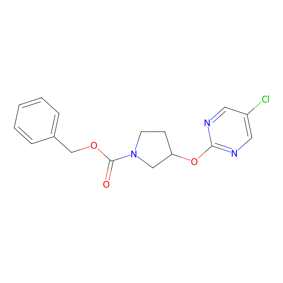 Benzyl 3-((5-chloropyrimidin-2-yl)oxy)pyrrolidine-1-carboxylate molecular structure, CAS 2034495-41-3