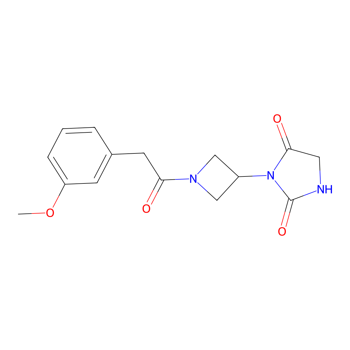 3-{1-[2-(3-Methoxyphenyl)acetyl]azetidin-3-yl}imidazolidine-2,4-dione molecular structure, CAS 2034495-42-4