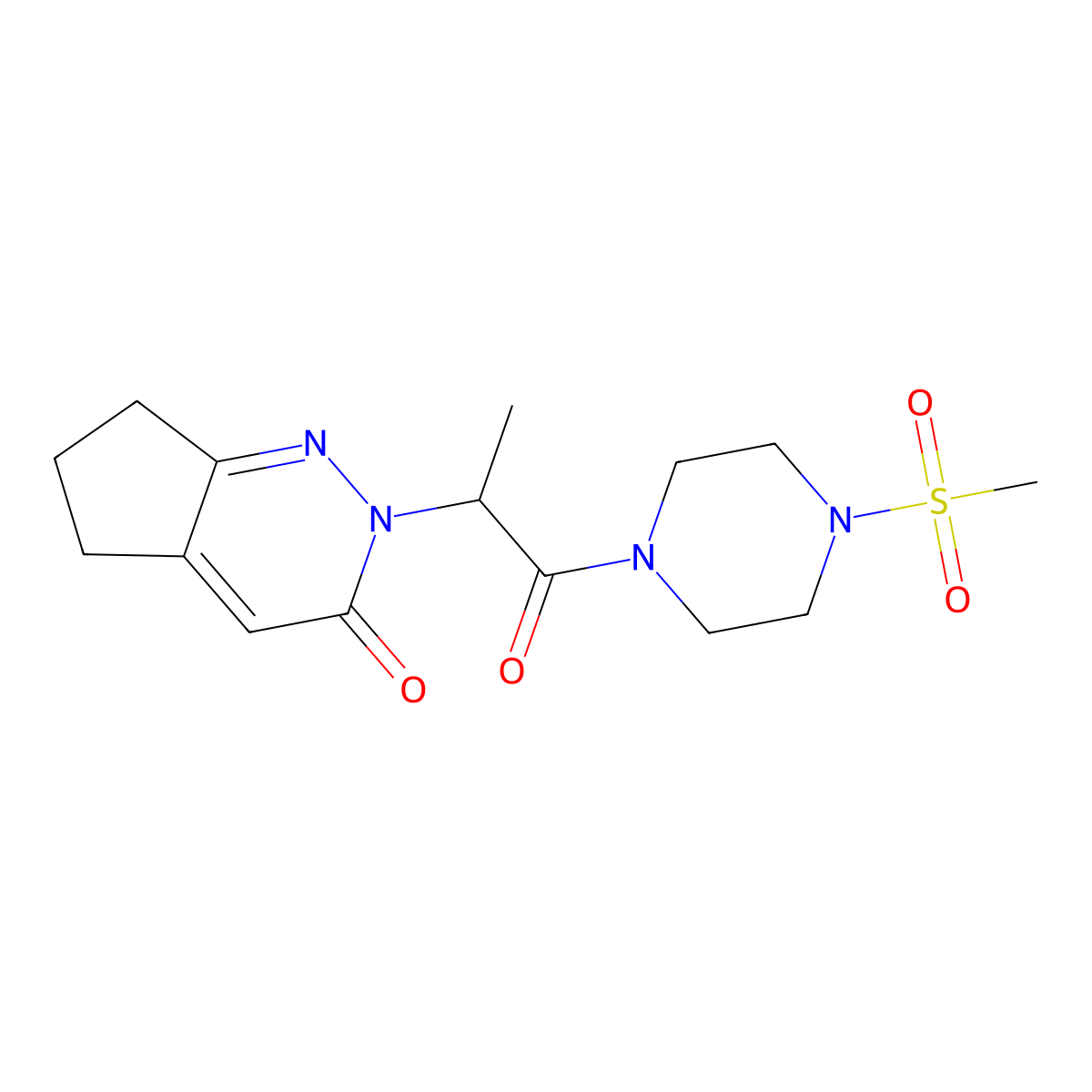 2-(1-(4-(methylsulfonyl)piperazin-1-yl)-1-oxopropan-2-yl)-6,7-dihydro-2H-cyclopenta[c]pyridazin-3(5H)-one molecular structure, CAS 2034495-45-7