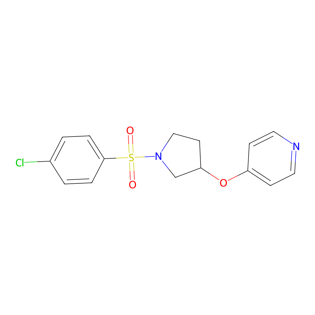 4-((1-((4-Chlorophenyl)sulfonyl)pyrrolidin-3-yl)oxy)pyridine molecular structure, CAS 2034495-48-0