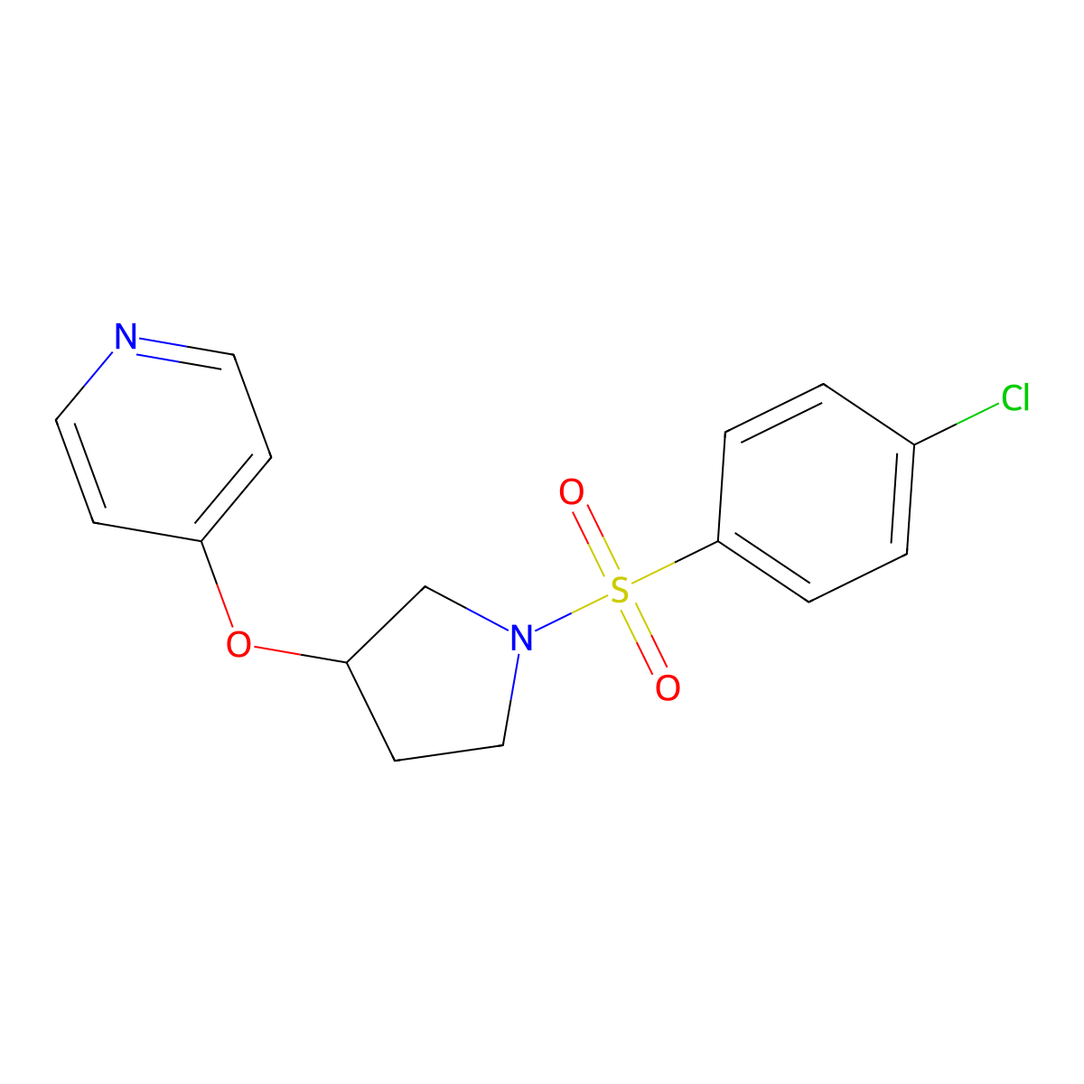 4-((1-((4-Chlorophenyl)sulfonyl)pyrrolidin-3-yl)oxy)pyridine molecular structure, CAS 2034495-48-0