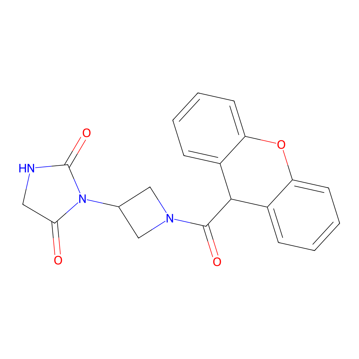 3-[1-(9H-xanthene-9-carbonyl)azetidin-3-yl]imidazolidine-2,4-dione molecular structure, CAS 2034495-54-8