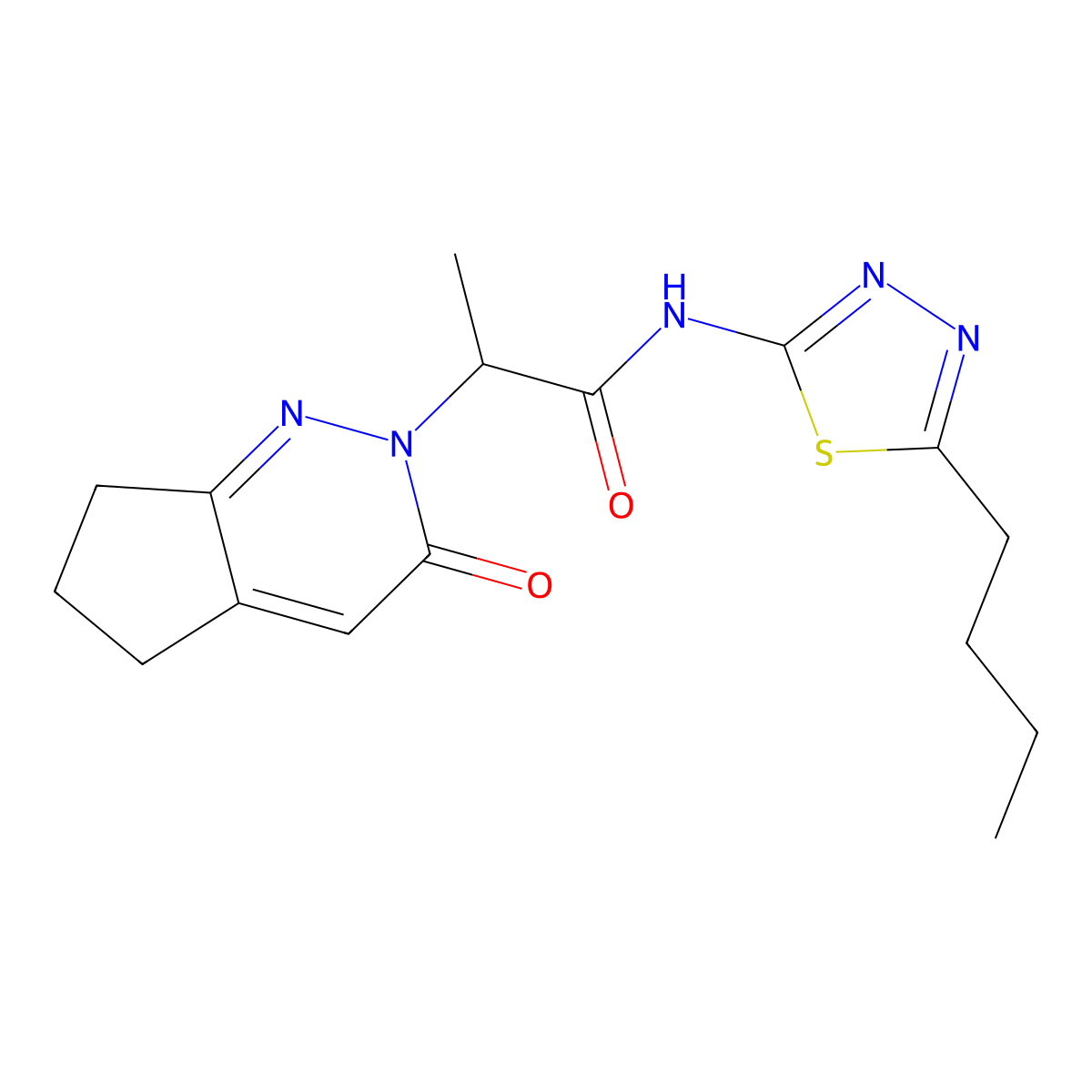 N-(5-butyl-1,3,4-thiadiazol-2-yl)-2-(3-oxo-3,5,6,7-tetrahydro-2H-cyclopenta[c]pyridazin-2-yl)propanamide molecular structure, CAS 2034495-58-2