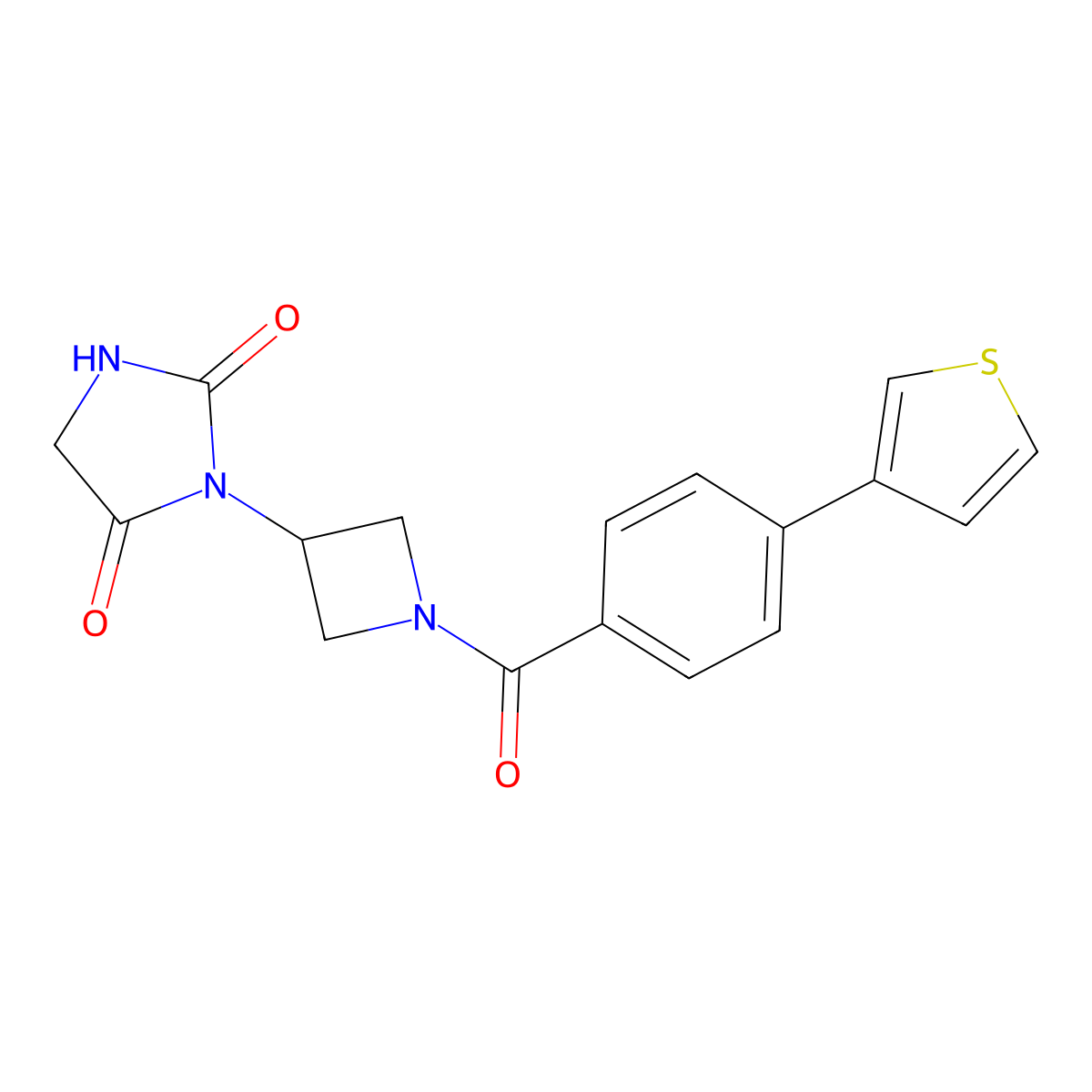 3-{1-[4-(Thiophen-3-yl)benzoyl]azetidin-3-yl}imidazolidine-2,4-dione molecular structure, CAS 2034495-59-3