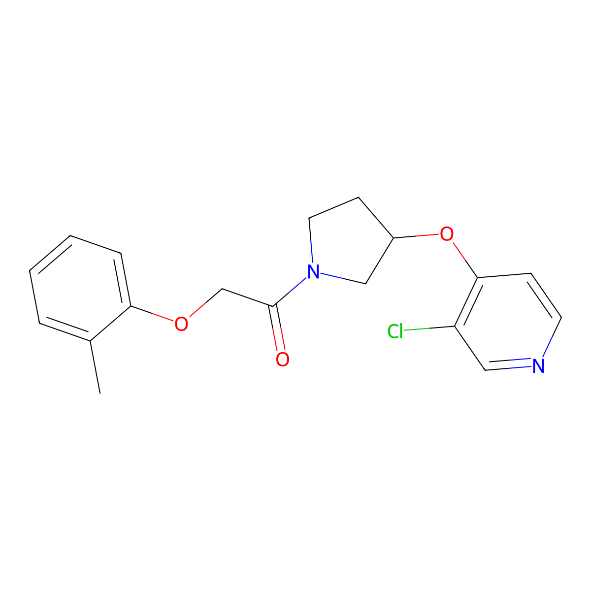 1-(3-((3-Chloropyridin-4-yl)oxy)pyrrolidin-1-yl)-2-(o-tolyloxy)ethanone molecular structure, CAS 2034495-66-2