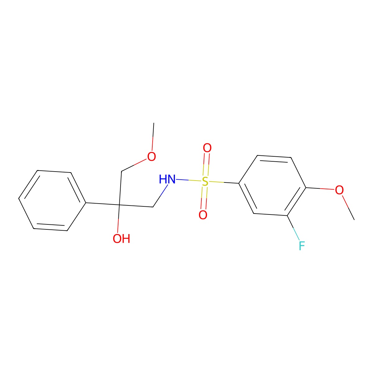3-fluoro-N-(2-hydroxy-3-methoxy-2-phenylpropyl)-4-methoxybenzenesulfonamide molecular structure, CAS 2034495-68-4