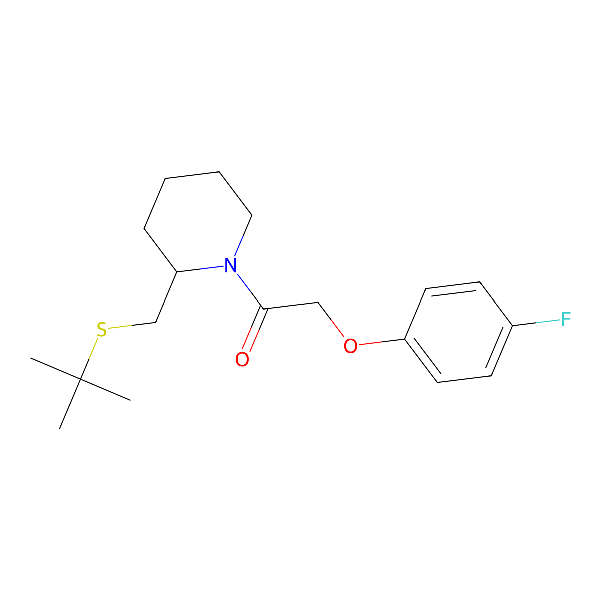 1-(2-((Tert-butylthio)methyl)piperidin-1-yl)-2-(4-fluorophenoxy)ethanone molecular structure, CAS 2034495-69-5
