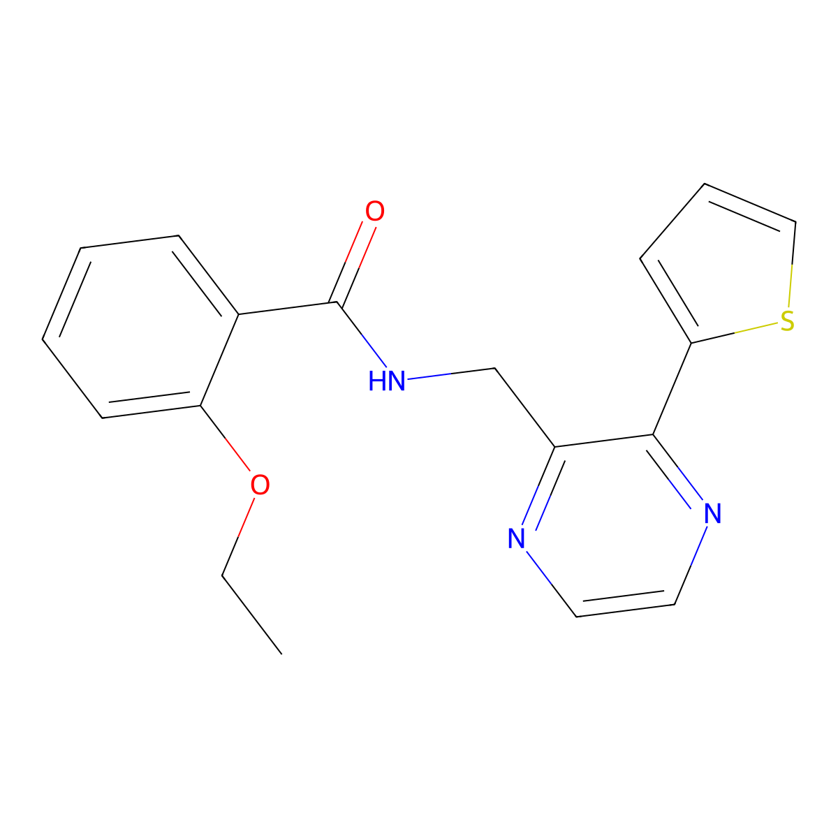 2-ethoxy-N-((3-(thiophen-2-yl)pyrazin-2-yl)methyl)benzamide molecular structure, CAS 2034495-71-9