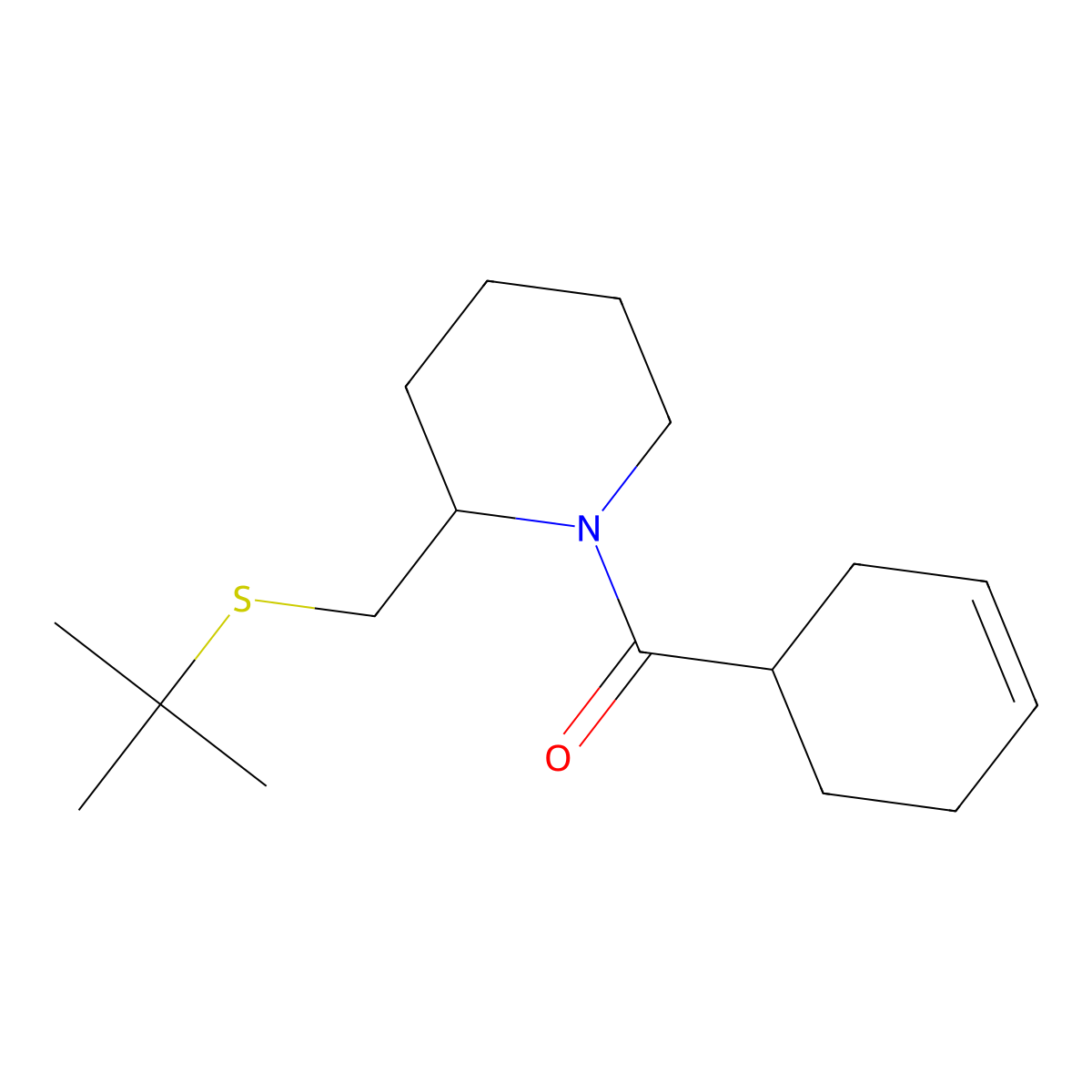 (2-((Tert-butylthio)methyl)piperidin-1-yl)(cyclohex-3-en-1-yl)methanone molecular structure, CAS 2034495-73-1