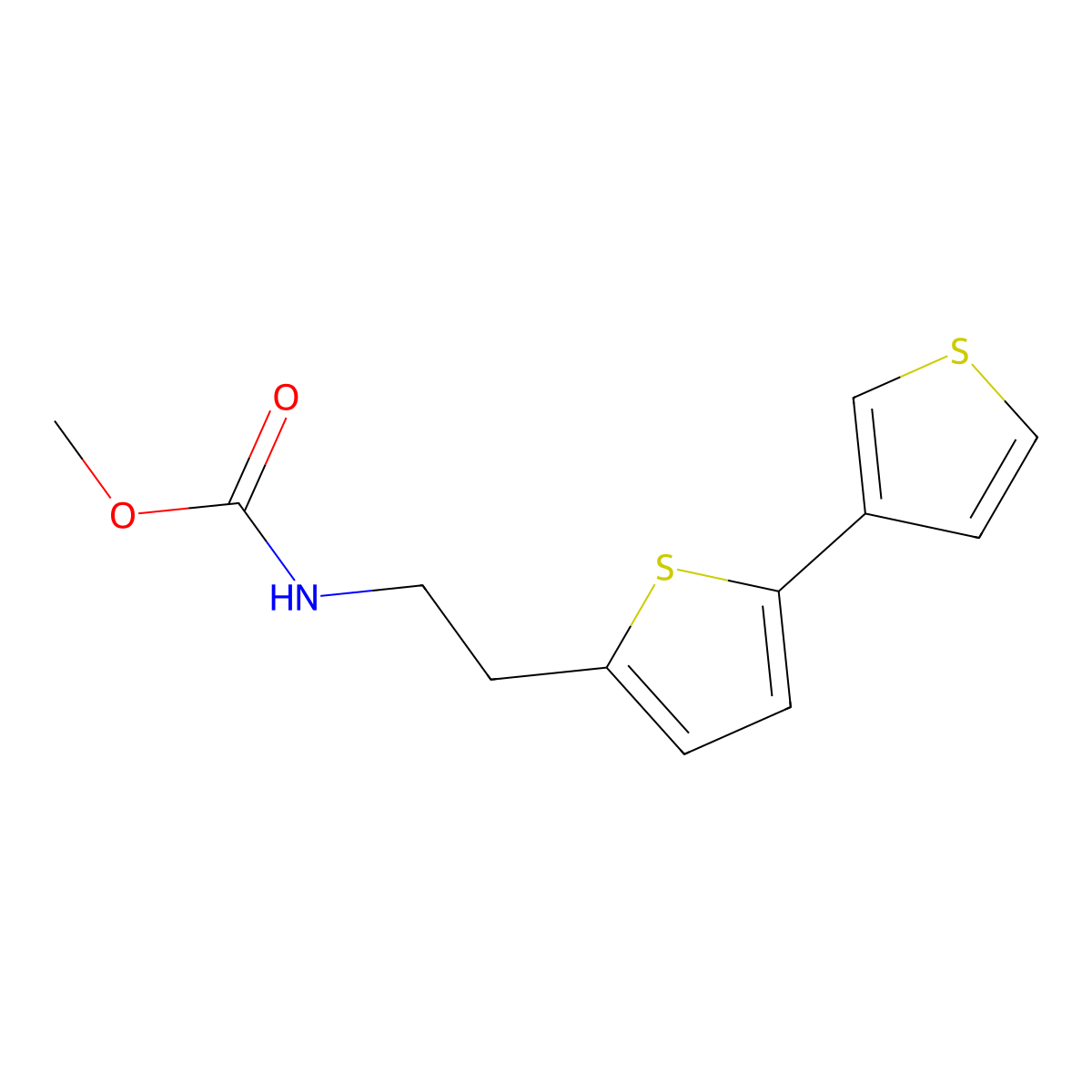 Methyl (2-([2,3'-bithiophen]-5-yl)ethyl)carbamate molecular structure, CAS 2034495-75-3