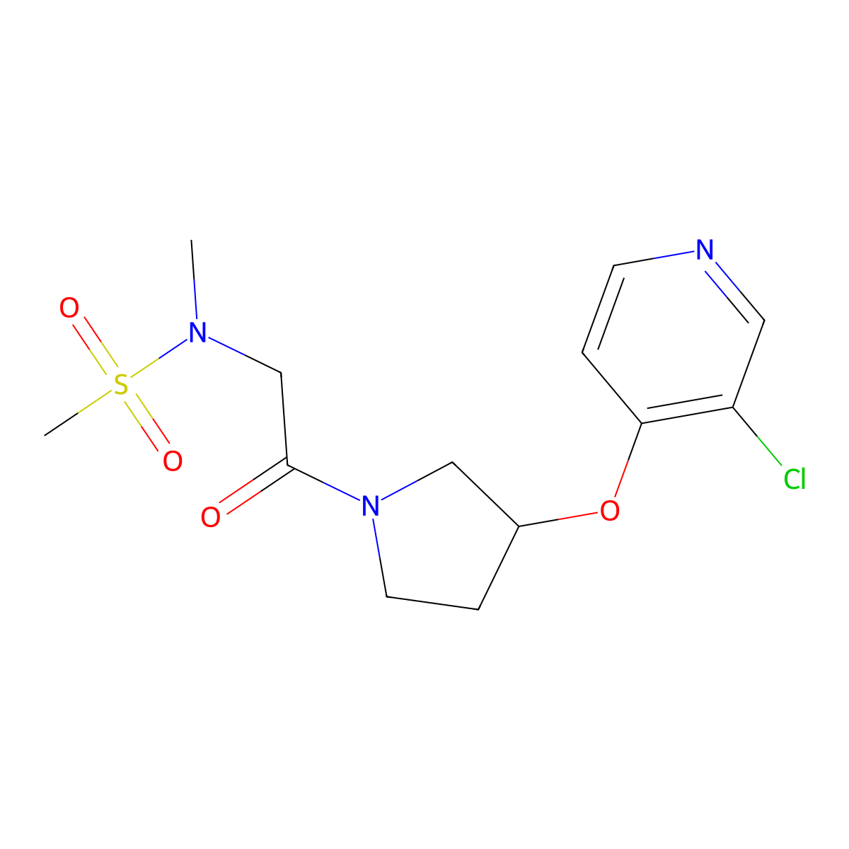 N-(2-(3-((3-chloropyridin-4-yl)oxy)pyrrolidin-1-yl)-2-oxoethyl)-N-methylmethanesulfonamide molecular structure, CAS 2034495-81-1