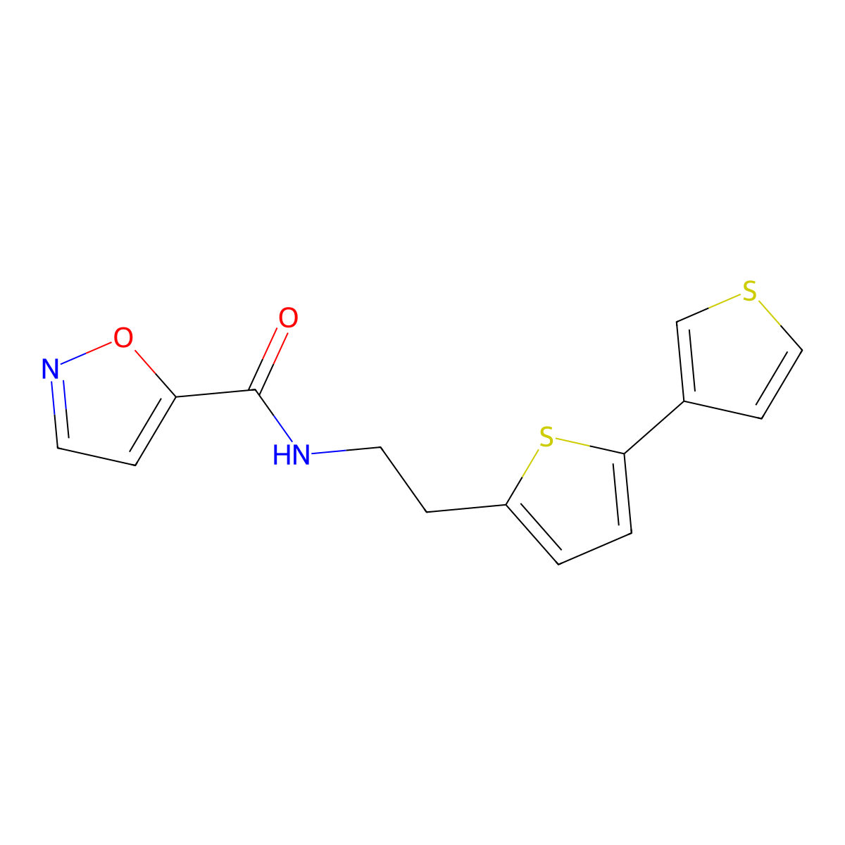 N-(2-{[2,3'-bithiophene]-5-yl}ethyl)-1,2-oxazole-5-carboxamide molecular structure, CAS 2034495-82-2