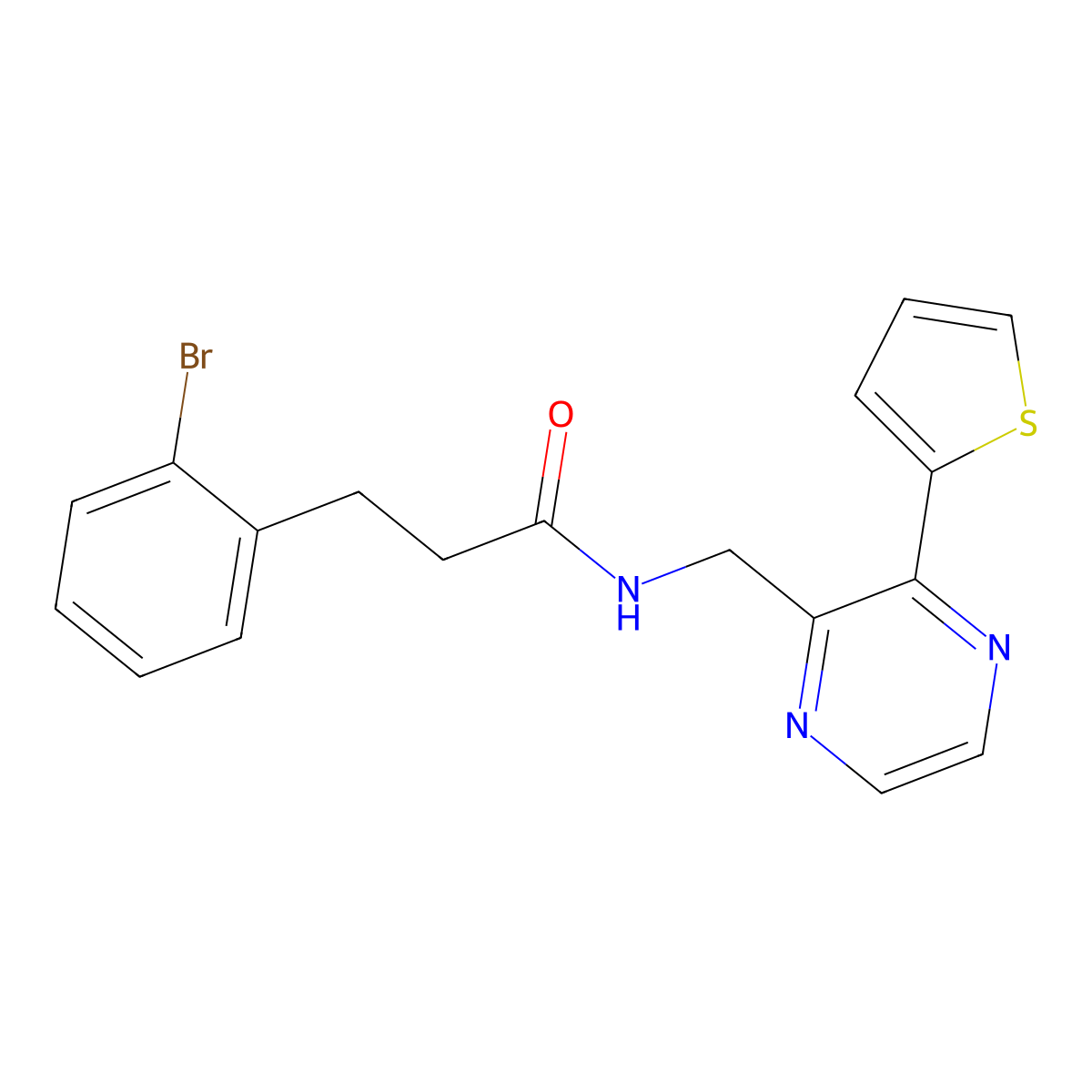 3-(2-bromophenyl)-N-((3-(thiophen-2-yl)pyrazin-2-yl)methyl)propanamide molecular structure, CAS 2034495-85-5