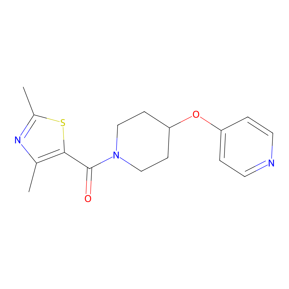 (2,4-Dimethylthiazol-5-yl)(4-(pyridin-4-yloxy)piperidin-1-yl)methanone molecular structure, CAS 2034495-87-7