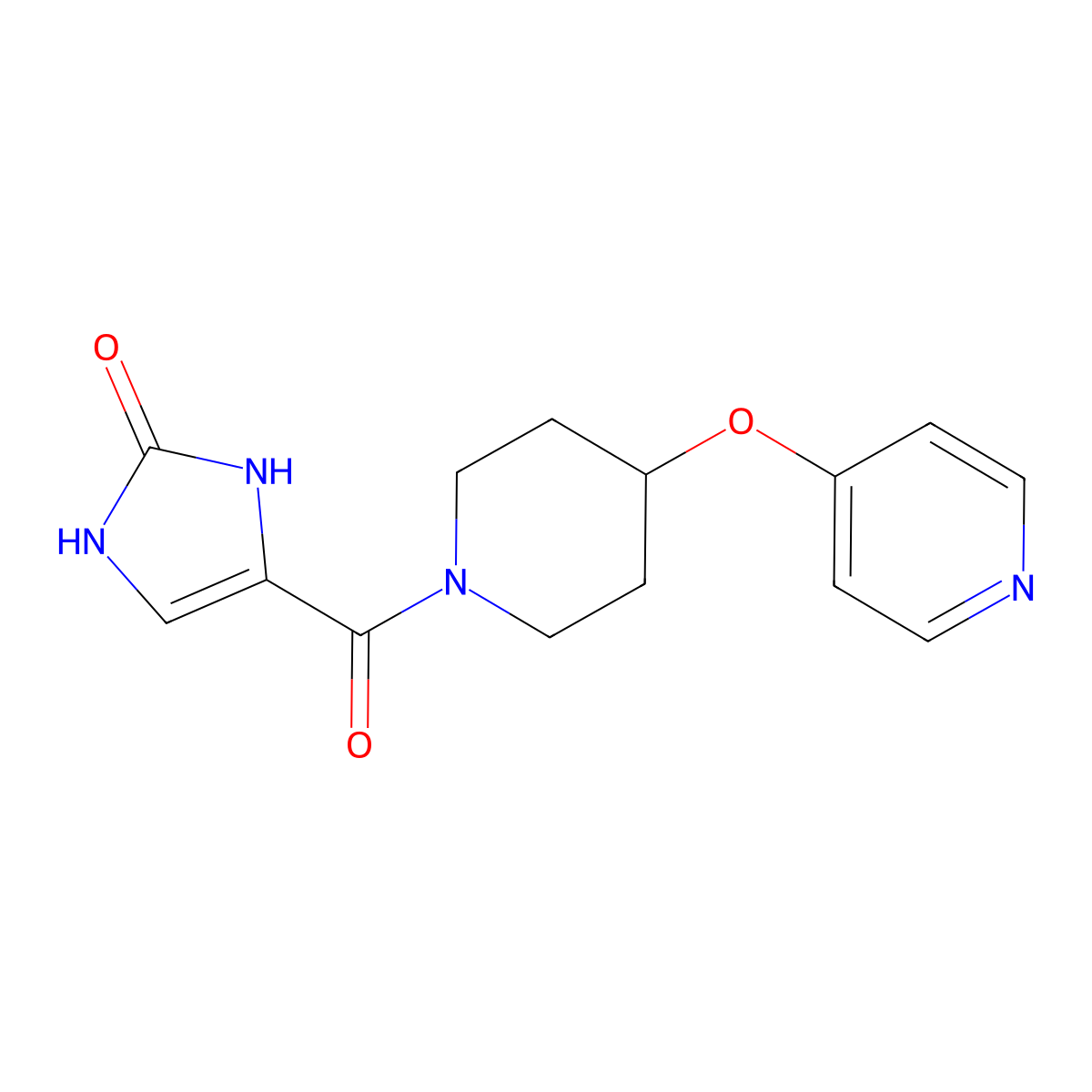 4-(4-(pyridin-4-yloxy)piperidine-1-carbonyl)-1H-imidazol-2(3H)-one molecular structure, CAS 2034495-92-4