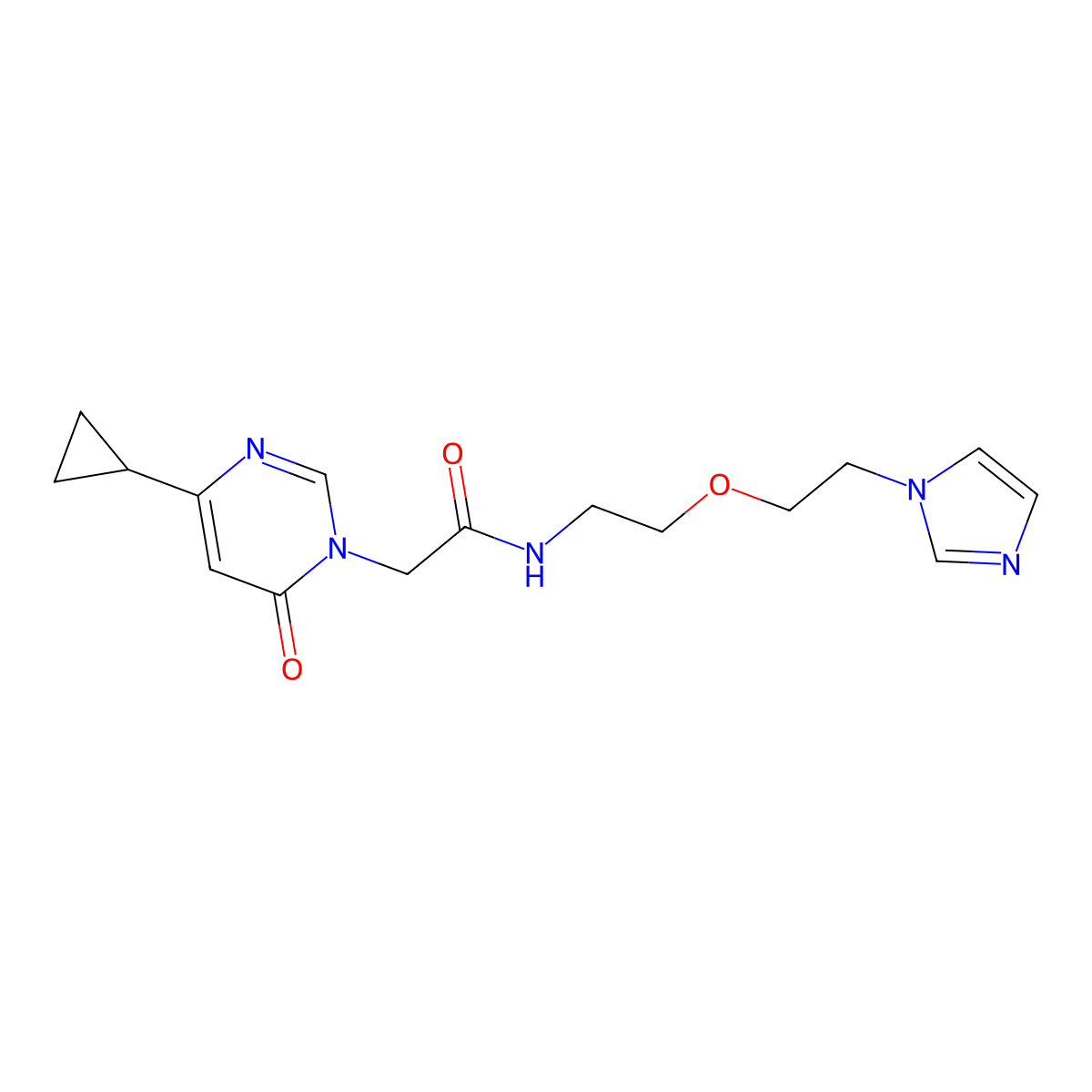 N-(2-(2-(1H-imidazol-1-yl)ethoxy)ethyl)-2-(4-cyclopropyl-6-oxopyrimidin-1(6H)-yl)acetamide molecular structure, CAS 2034495-94-6