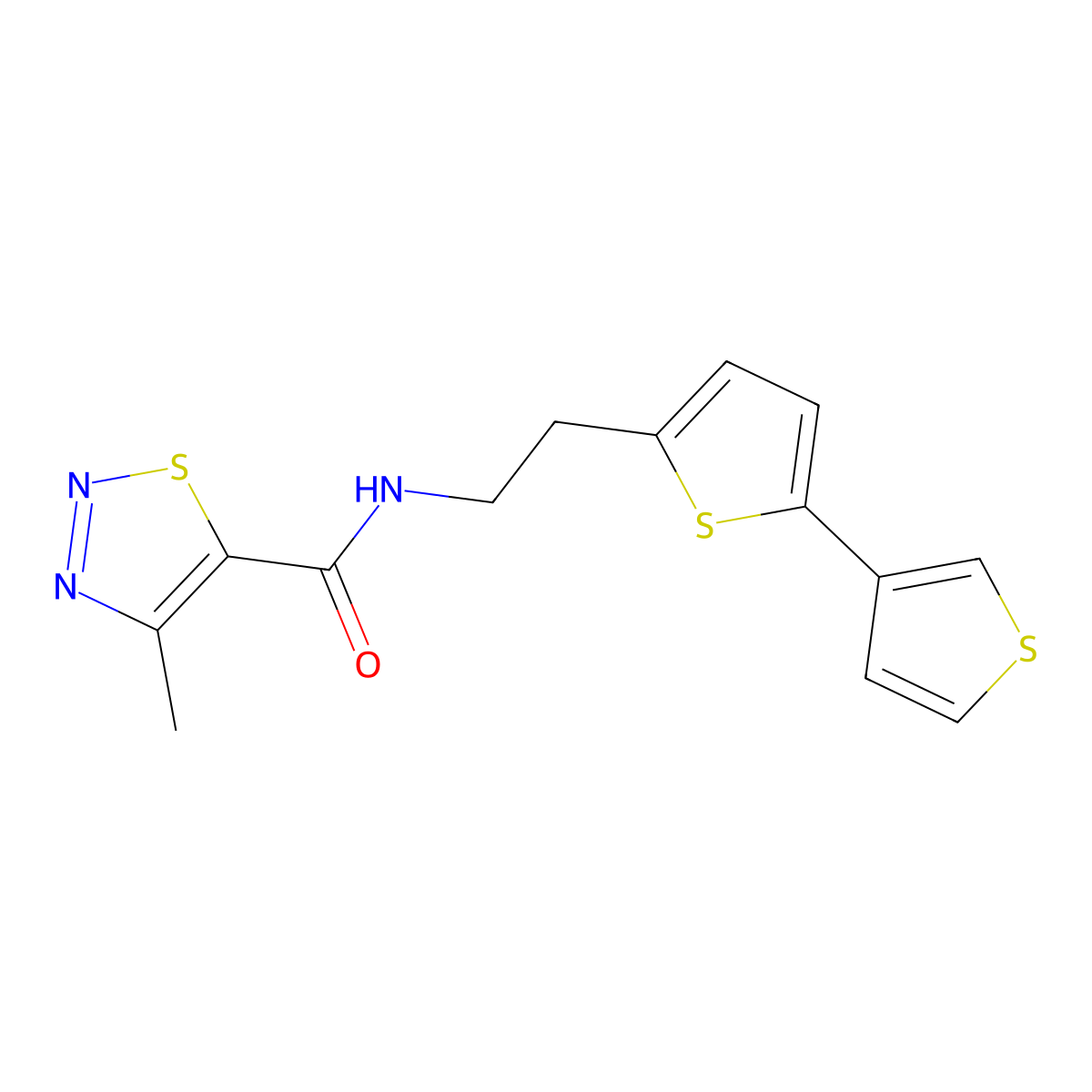 N-(2-([2,3'-bithiophen]-5-yl)ethyl)-4-methyl-1,2,3-thiadiazole-5-carboxamide molecular structure, CAS 2034495-96-8
