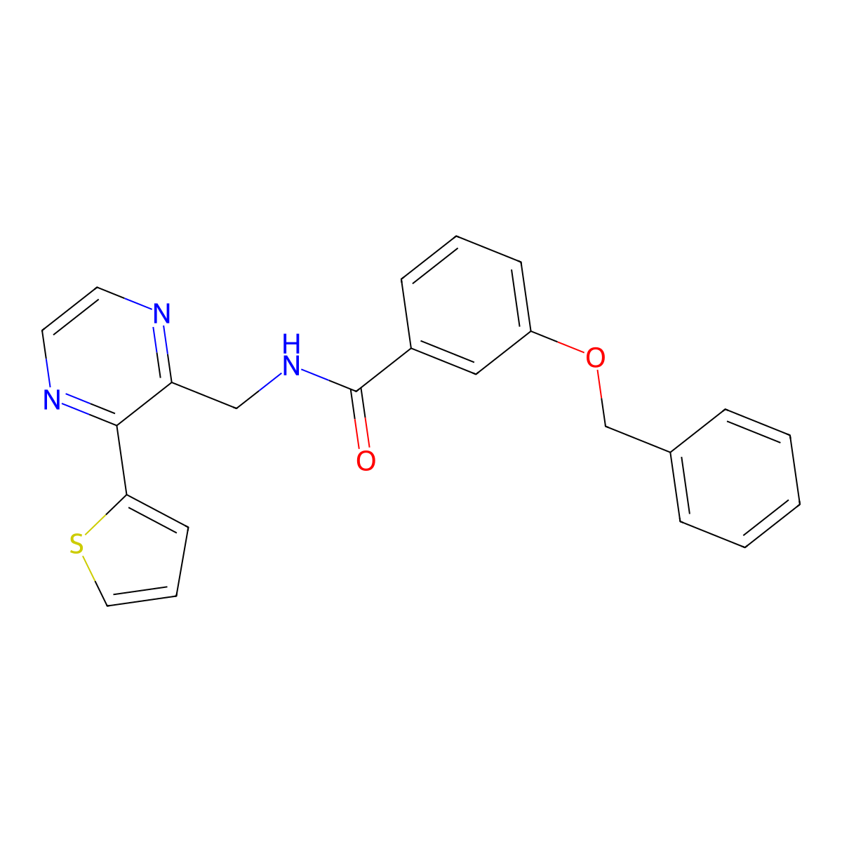 3-(benzyloxy)-N-{[3-(thiophen-2-yl)pyrazin-2-yl]methyl}benzamide molecular structure, CAS 2034495-97-9