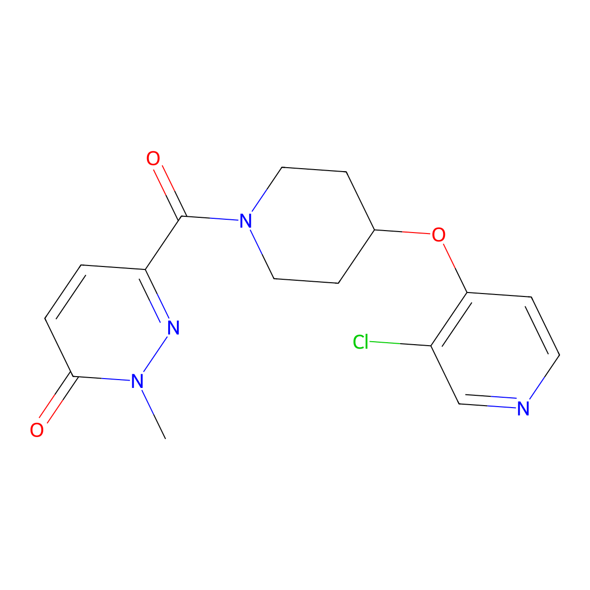 6-(4-((3-chloropyridin-4-yl)oxy)piperidine-1-carbonyl)-2-methylpyridazin-3(2H)-one molecular structure, CAS 2034496-02-9