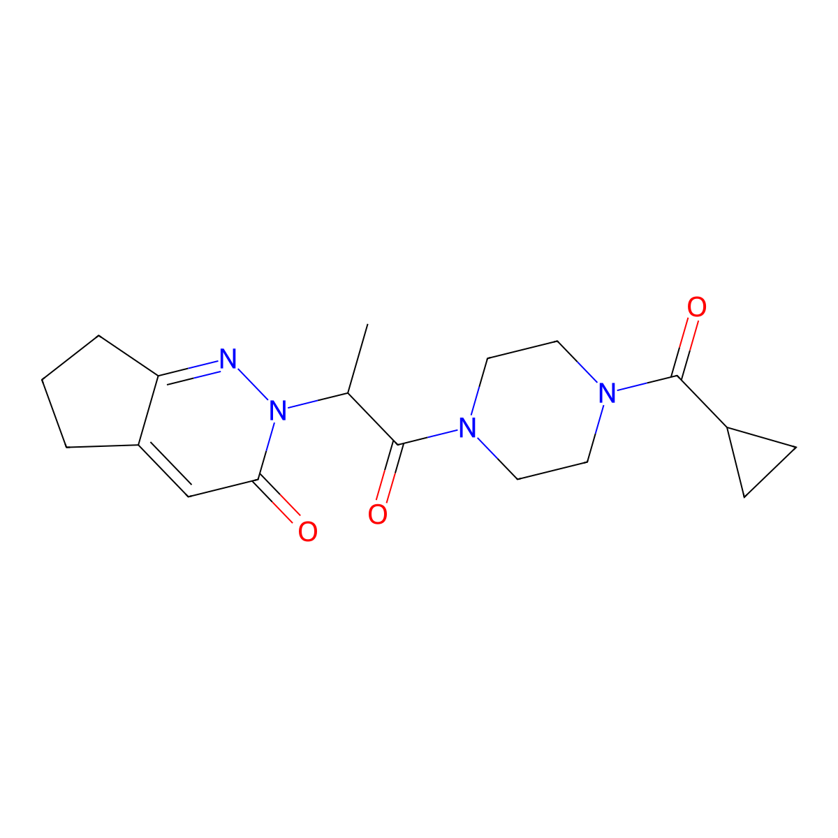 2-(1-(4-(cyclopropanecarbonyl)piperazin-1-yl)-1-oxopropan-2-yl)-6,7-dihydro-2H-cyclopenta[c]pyridazin-3(5H)-one molecular structure, CAS 2034496-04-1