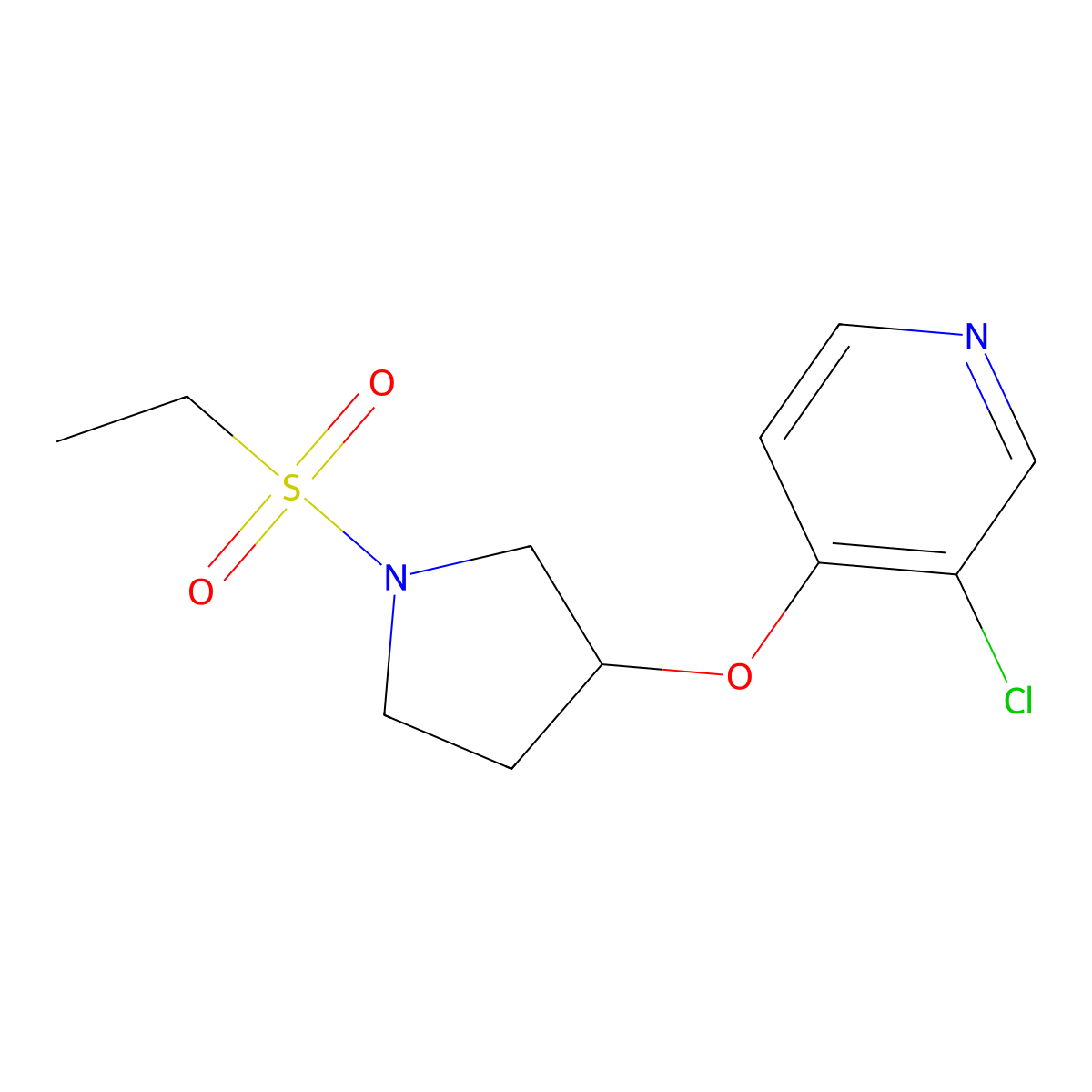 3-Chloro-4-((1-(ethylsulfonyl)pyrrolidin-3-yl)oxy)pyridine molecular structure, CAS 2034496-06-3