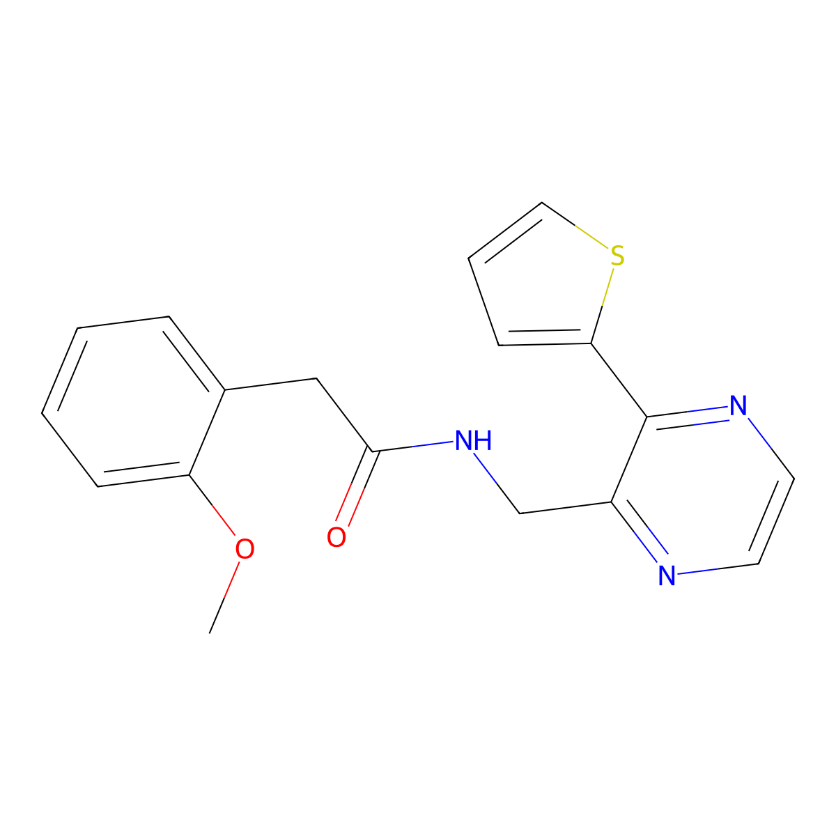 2-(2-methoxyphenyl)-N-((3-(thiophen-2-yl)pyrazin-2-yl)methyl)acetamide molecular structure, CAS 2034496-08-5