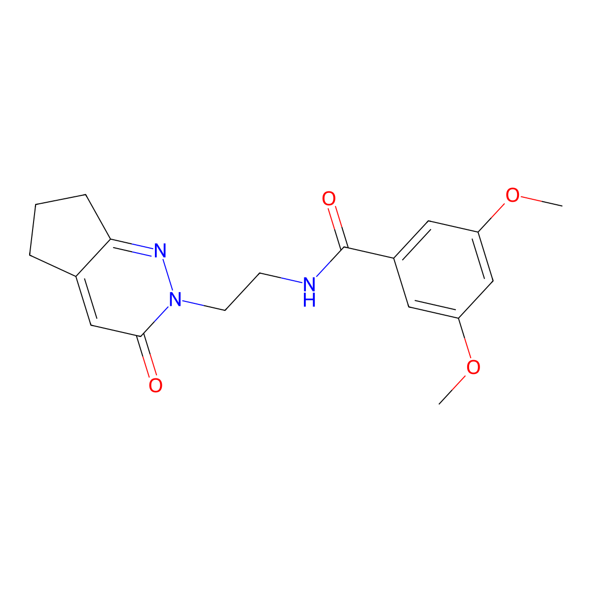 3,5-dimethoxy-N-(2-{3-oxo-2H,3H,5H,6H,7H-cyclopenta[c]pyridazin-2-yl}ethyl)benzamide molecular structure, CAS 2034496-15-4