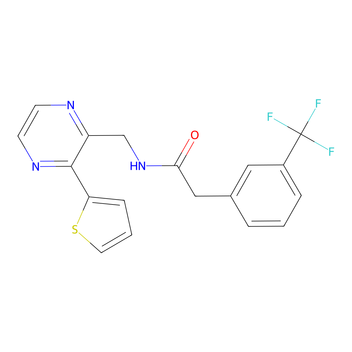 N-{[3-(thiophen-2-yl)pyrazin-2-yl]methyl}-2-[3-(trifluoromethyl)phenyl]acetamide molecular structure, CAS 2034496-17-6