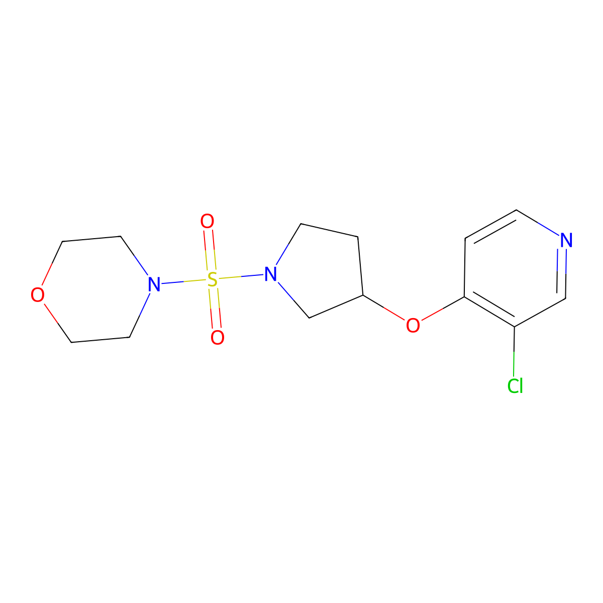 4-((3-((3-Chloropyridin-4-yl)oxy)pyrrolidin-1-yl)sulfonyl)morpholine molecular structure, CAS 2034496-20-1