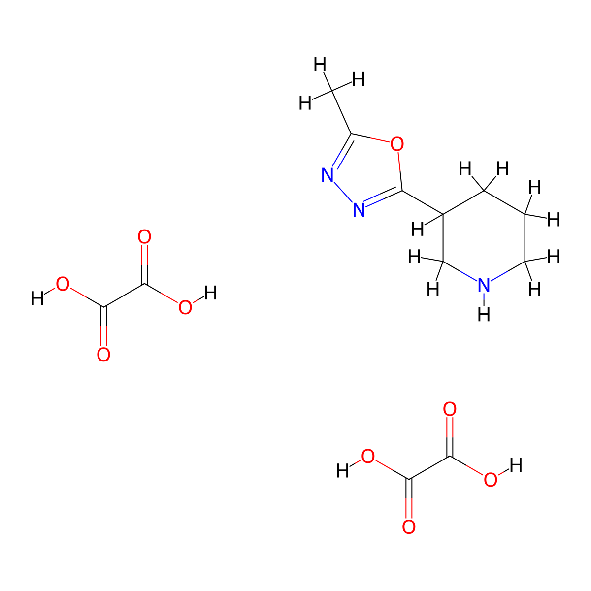 2-Methyl-5-(piperidin-3-yl)-1,3,4-oxadiazole dioxalate molecular structure, CAS 2034496-23-4