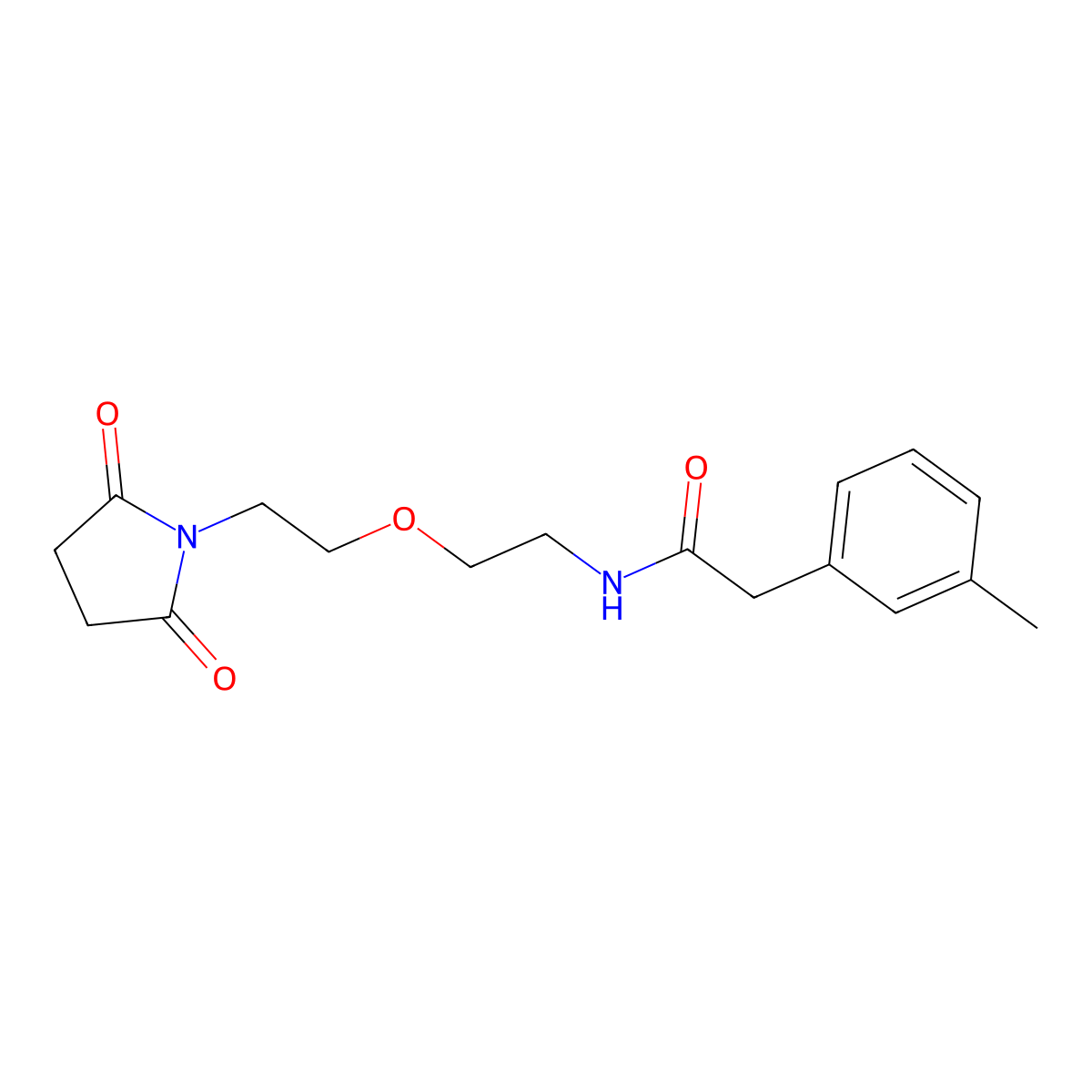 N-(2-(2-(2,5-dioxopyrrolidin-1-yl)ethoxy)ethyl)-2-(m-tolyl)acetamide molecular structure, CAS 2034496-24-5