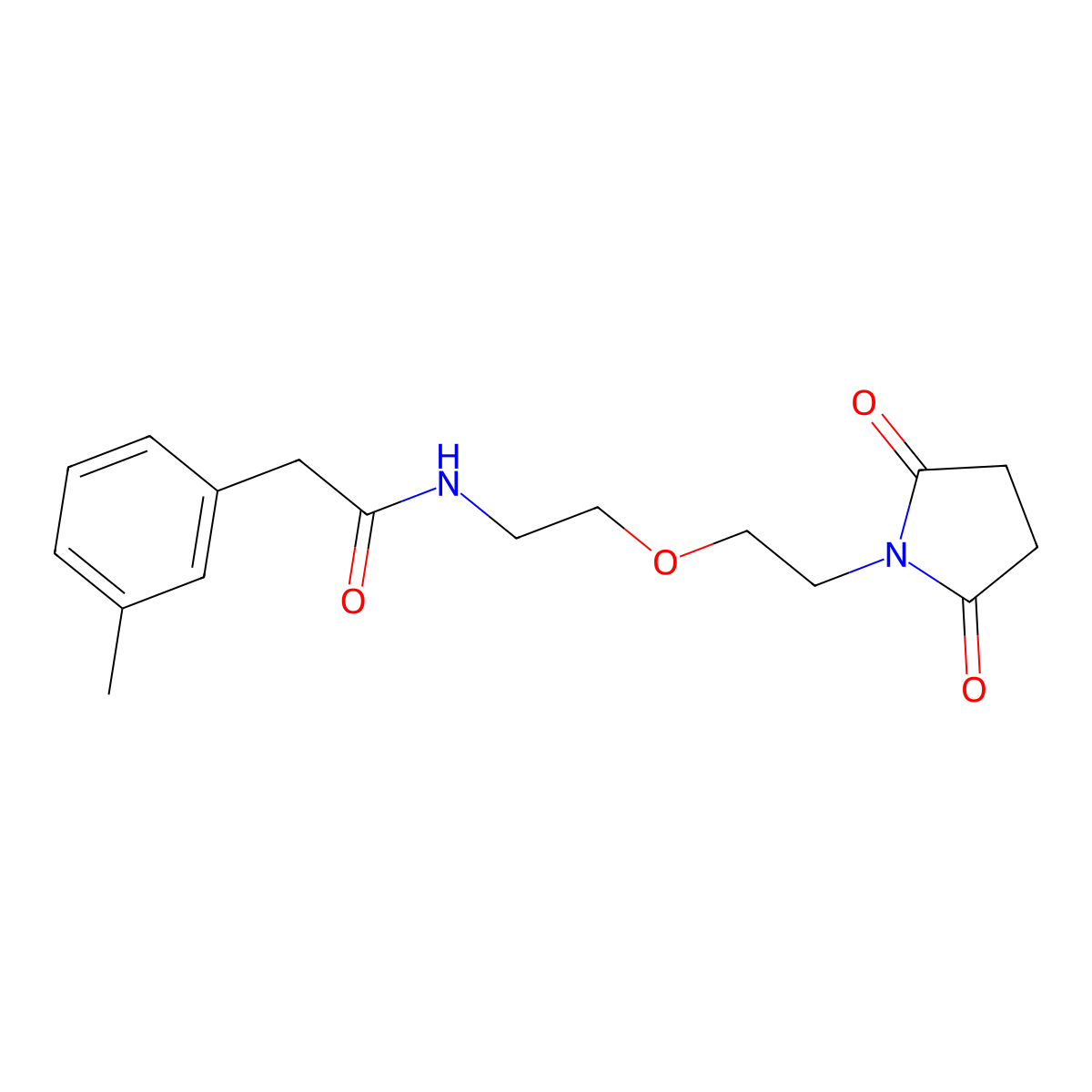 N-(2-(2-(2,5-dioxopyrrolidin-1-yl)ethoxy)ethyl)-2-(m-tolyl)acetamide molecular structure, CAS 2034496-24-5