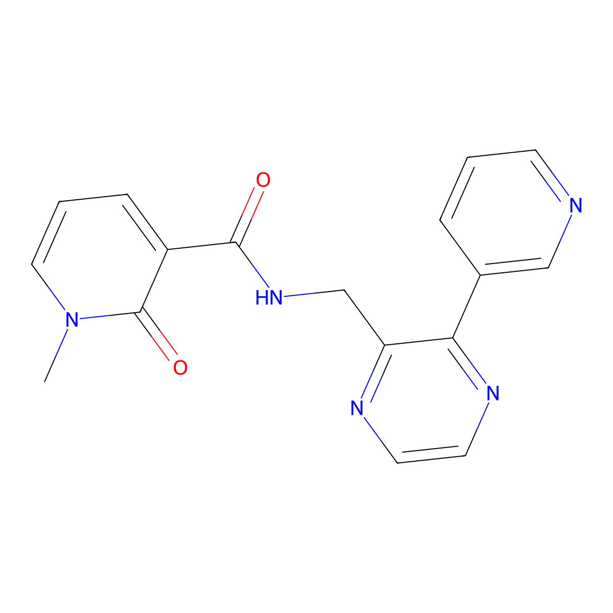 1-methyl-2-oxo-N-((3-(pyridin-3-yl)pyrazin-2-yl)methyl)-1,2-dihydropyridine-3-carboxamide molecular structure, CAS 2034496-25-6