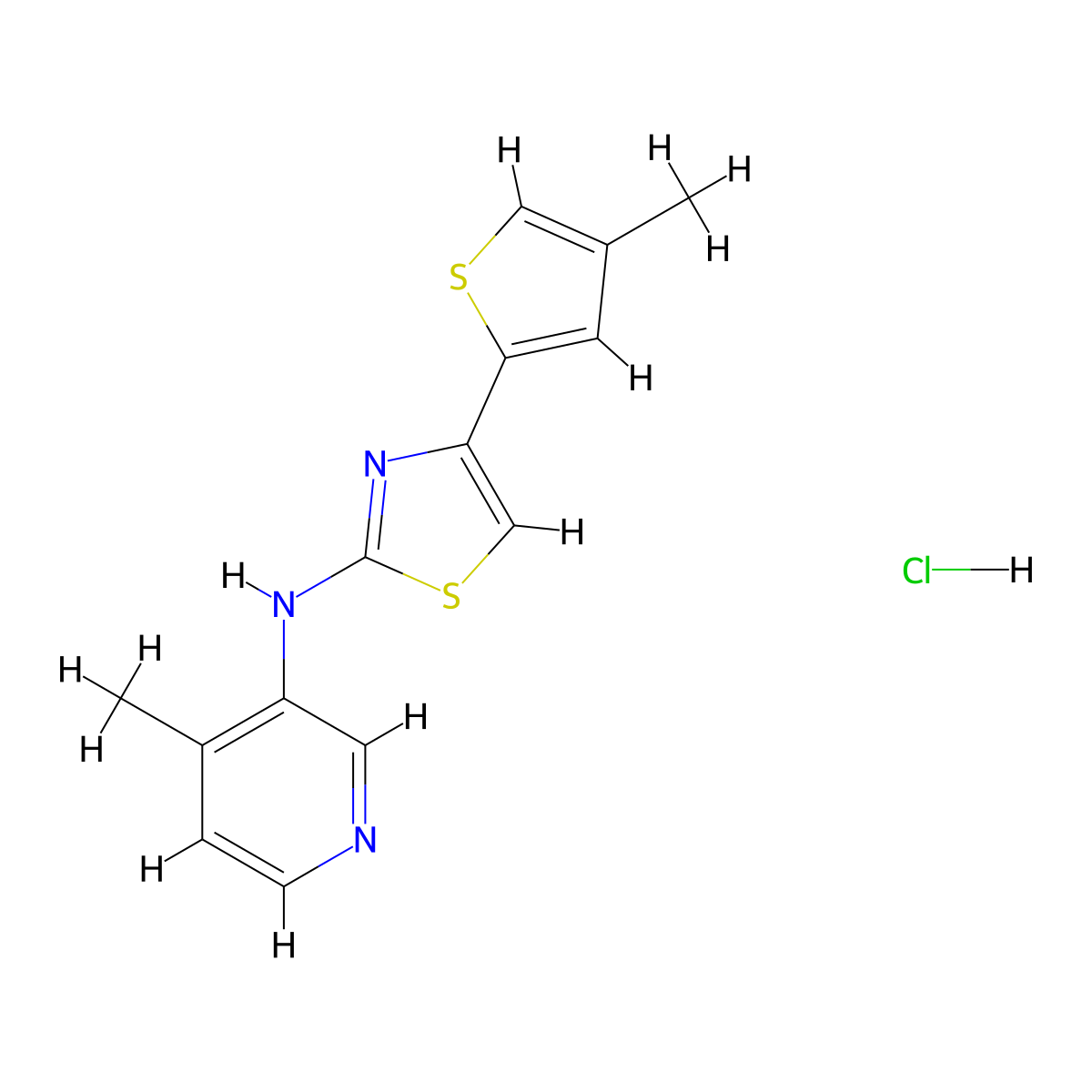 N-(4-methylpyridin-3-yl)-4-(4-methylthiophen-2-yl)thiazol-2-amine hydrochloride molecular structure, CAS 2034496-26-7