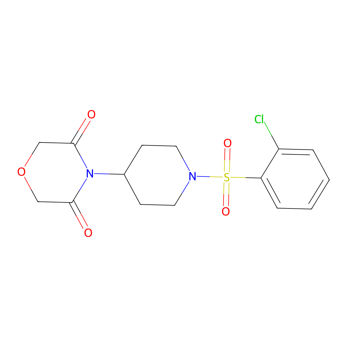4-(1-((2-Chlorophenyl)sulfonyl)piperidin-4-yl)morpholine-3,5-dione molecular structure, CAS 2034496-31-4