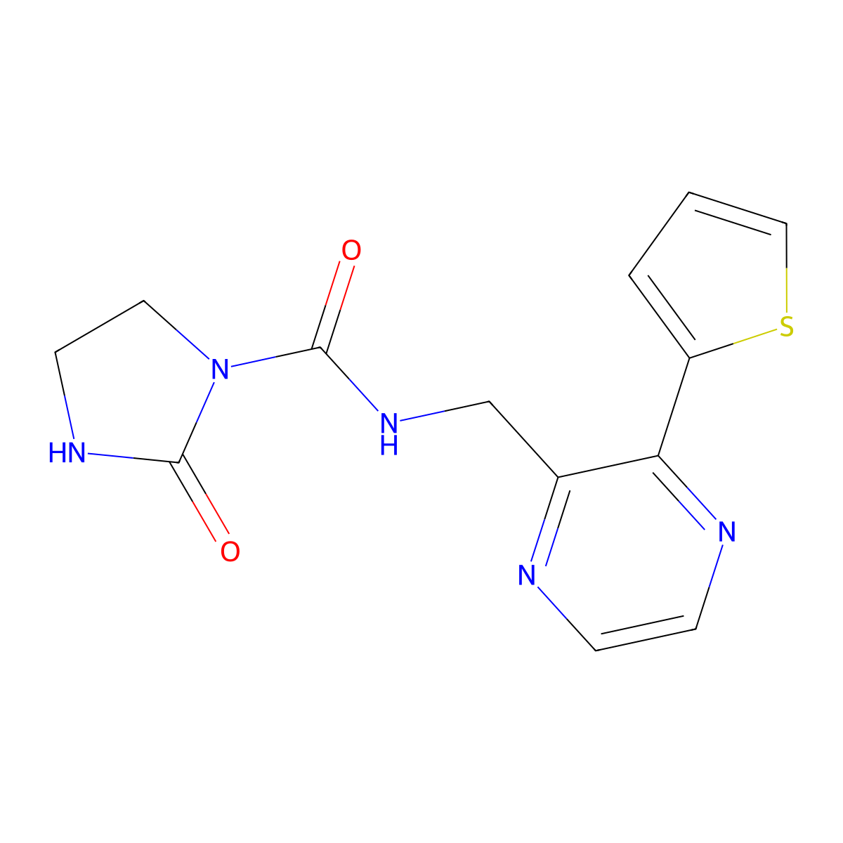 2-oxo-N-((3-(thiophen-2-yl)pyrazin-2-yl)methyl)imidazolidine-1-carboxamide molecular structure, CAS 2034496-34-7