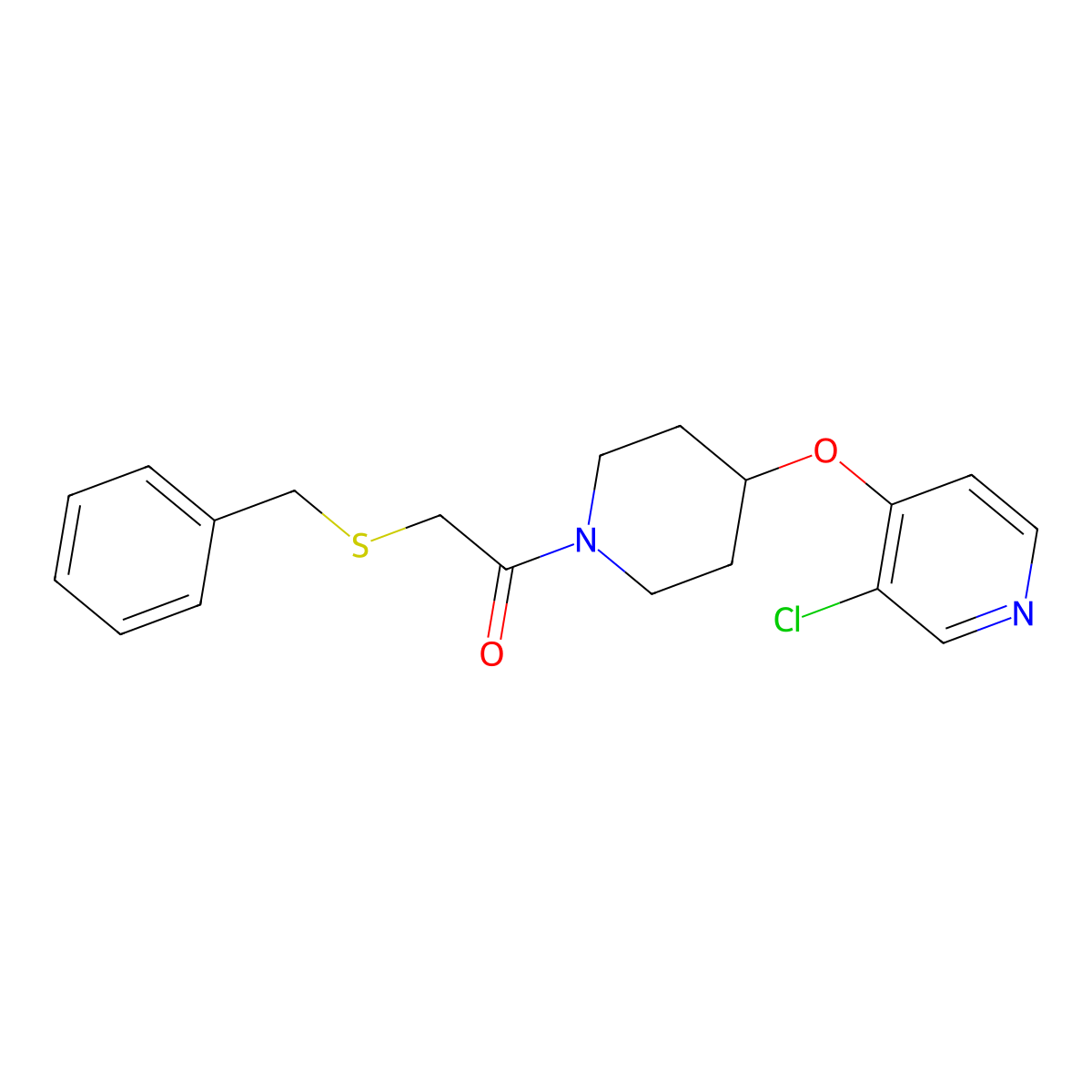 2-(Benzylthio)-1-(4-((3-chloropyridin-4-yl)oxy)piperidin-1-yl)ethanone molecular structure, CAS 2034496-36-9