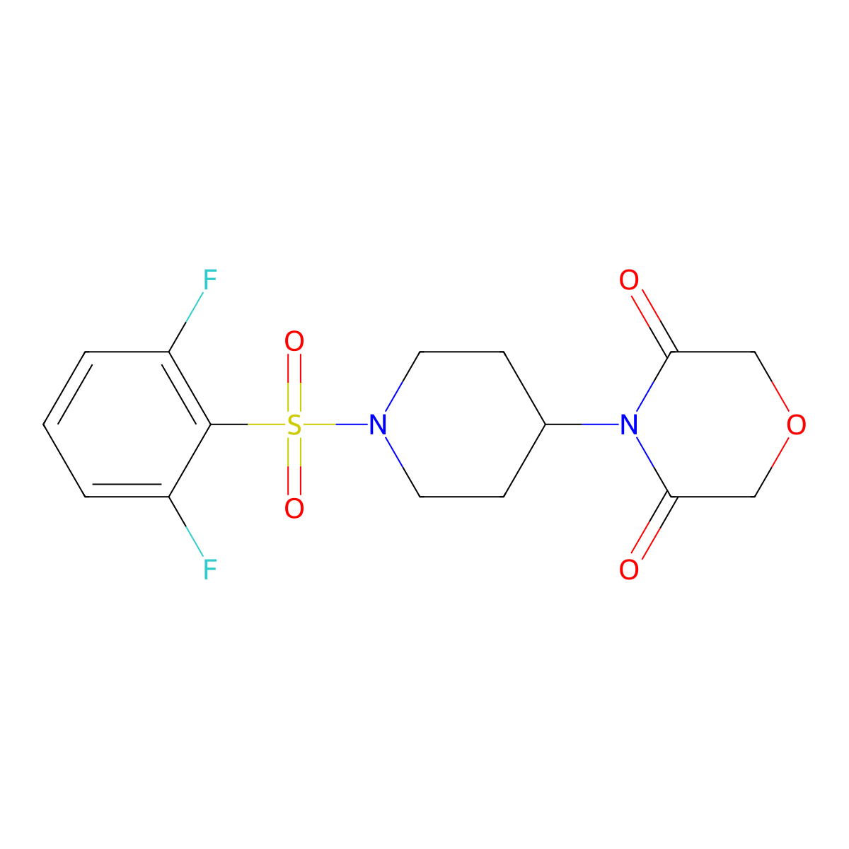 4-(1-((2,6-Difluorophenyl)sulfonyl)piperidin-4-yl)morpholine-3,5-dione molecular structure, CAS 2034496-39-2