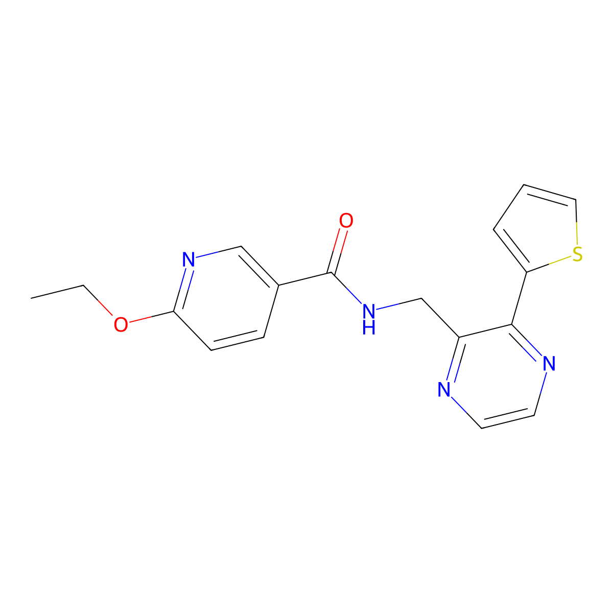 6-ethoxy-N-((3-(thiophen-2-yl)pyrazin-2-yl)methyl)nicotinamide molecular structure, CAS 2034496-41-6