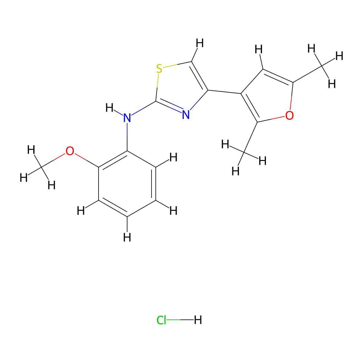 4-(2,5-dimethylfuran-3-yl)-N-(2-methoxyphenyl)thiazol-2-amine hydrochloride molecular structure, CAS 2034496-42-7