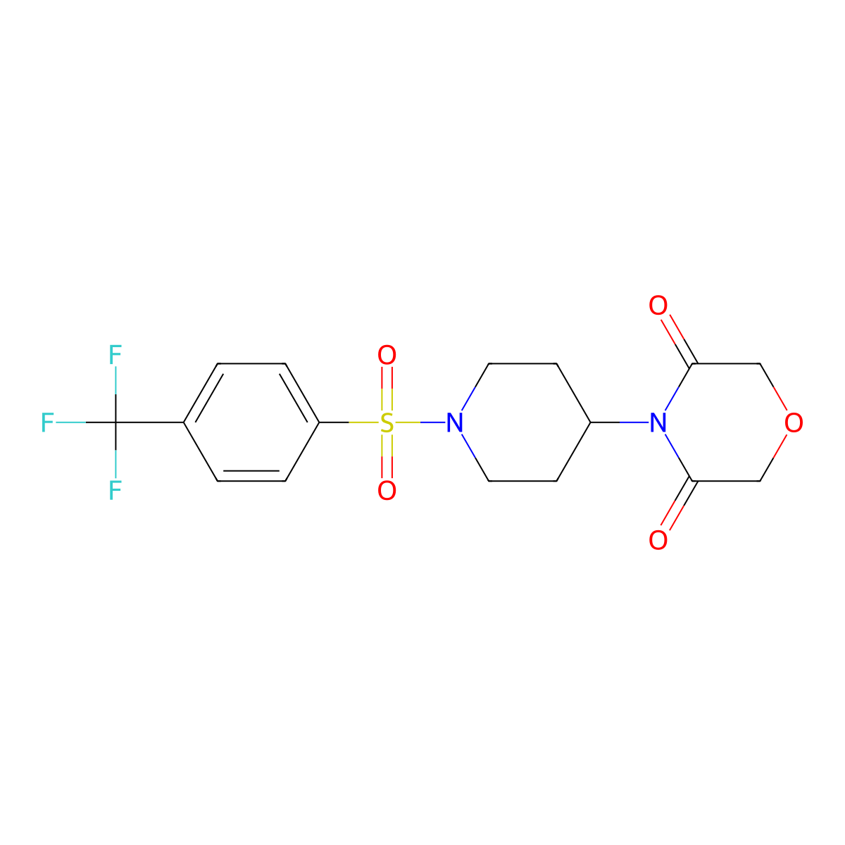 4-(1-((4-(Trifluoromethyl)phenyl)sulfonyl)piperidin-4-yl)morpholine-3,5-dione molecular structure, CAS 2034496-47-2