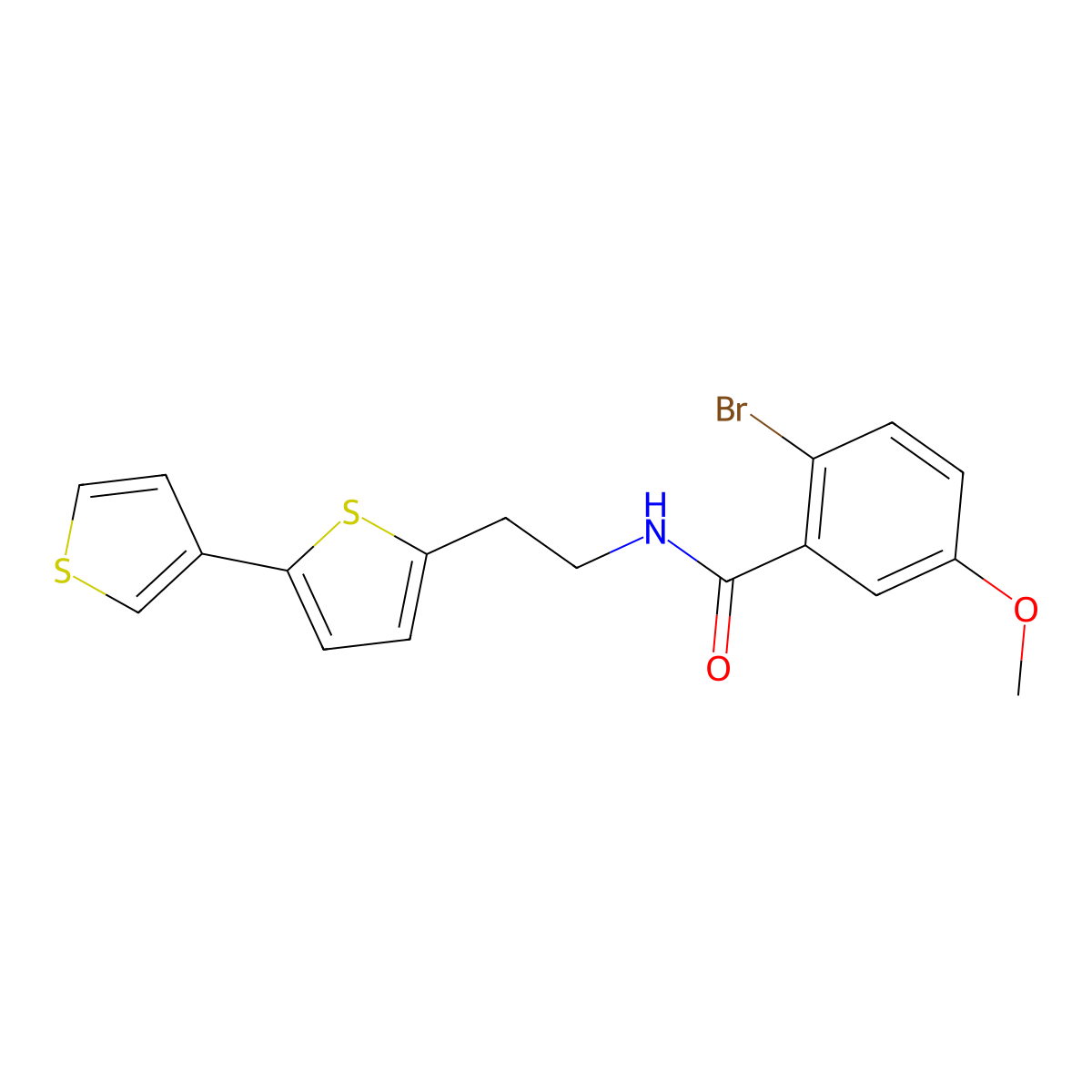 N-(2-([2,3'-bithiophen]-5-yl)ethyl)-2-bromo-5-methoxybenzamide molecular structure, CAS 2034496-50-7