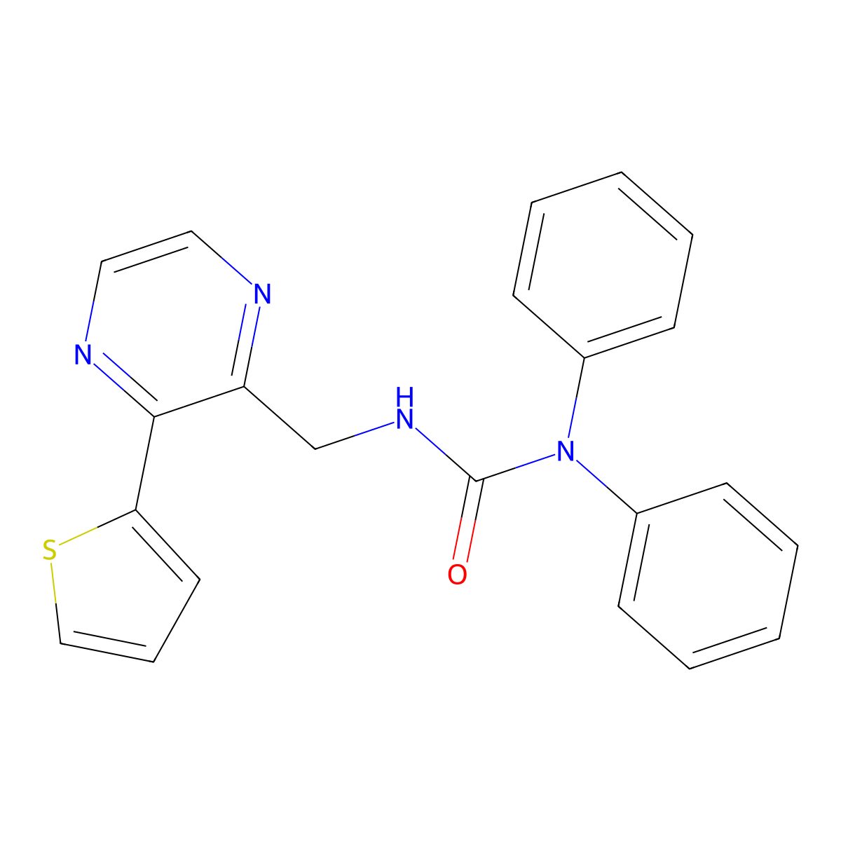1,1-Diphenyl-3-((3-(thiophen-2-yl)pyrazin-2-yl)methyl)urea molecular structure, CAS 2034496-55-2