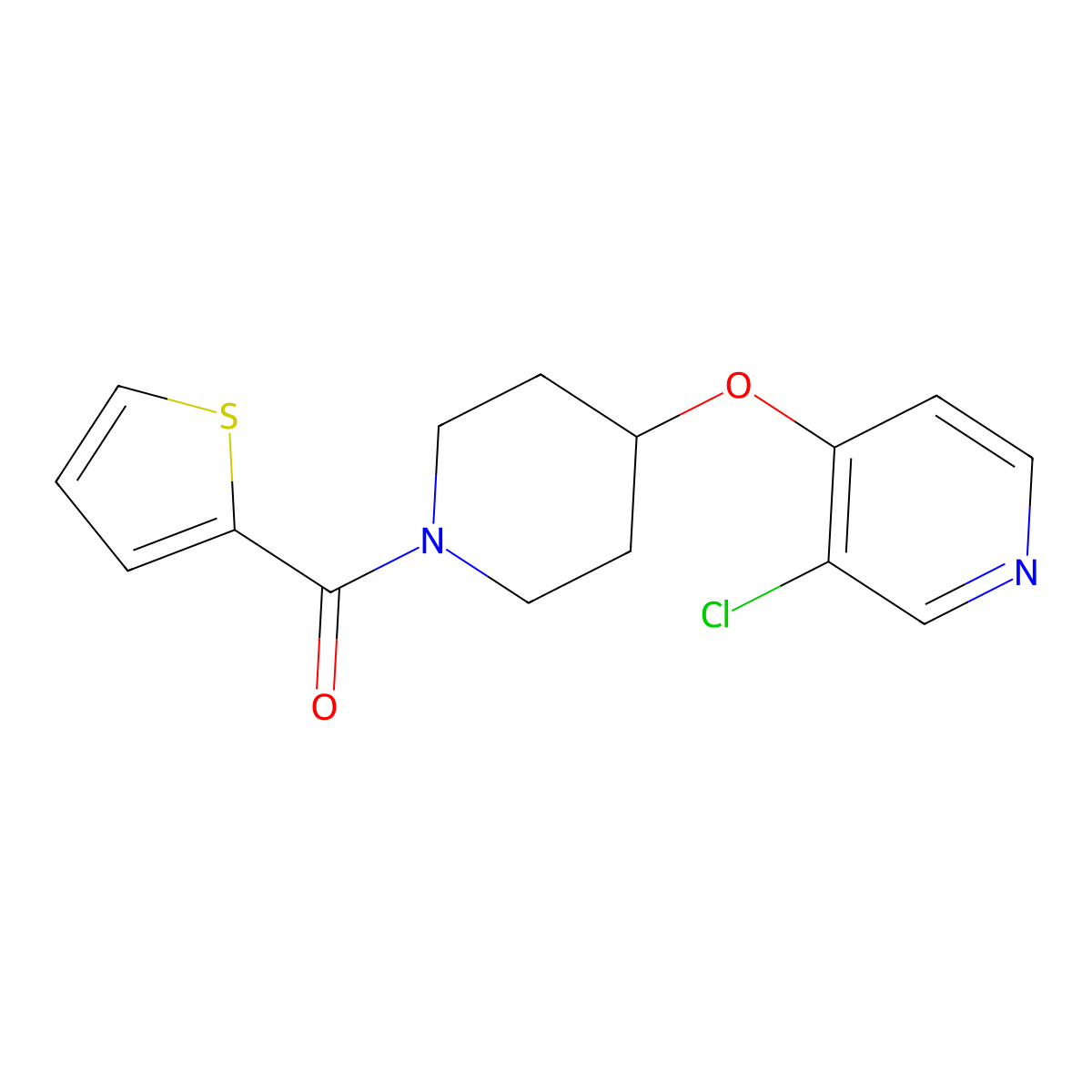 (4-((3-Chloropyridin-4-yl)oxy)piperidin-1-yl)(thiophen-2-yl)methanone molecular structure, CAS 2034496-56-3