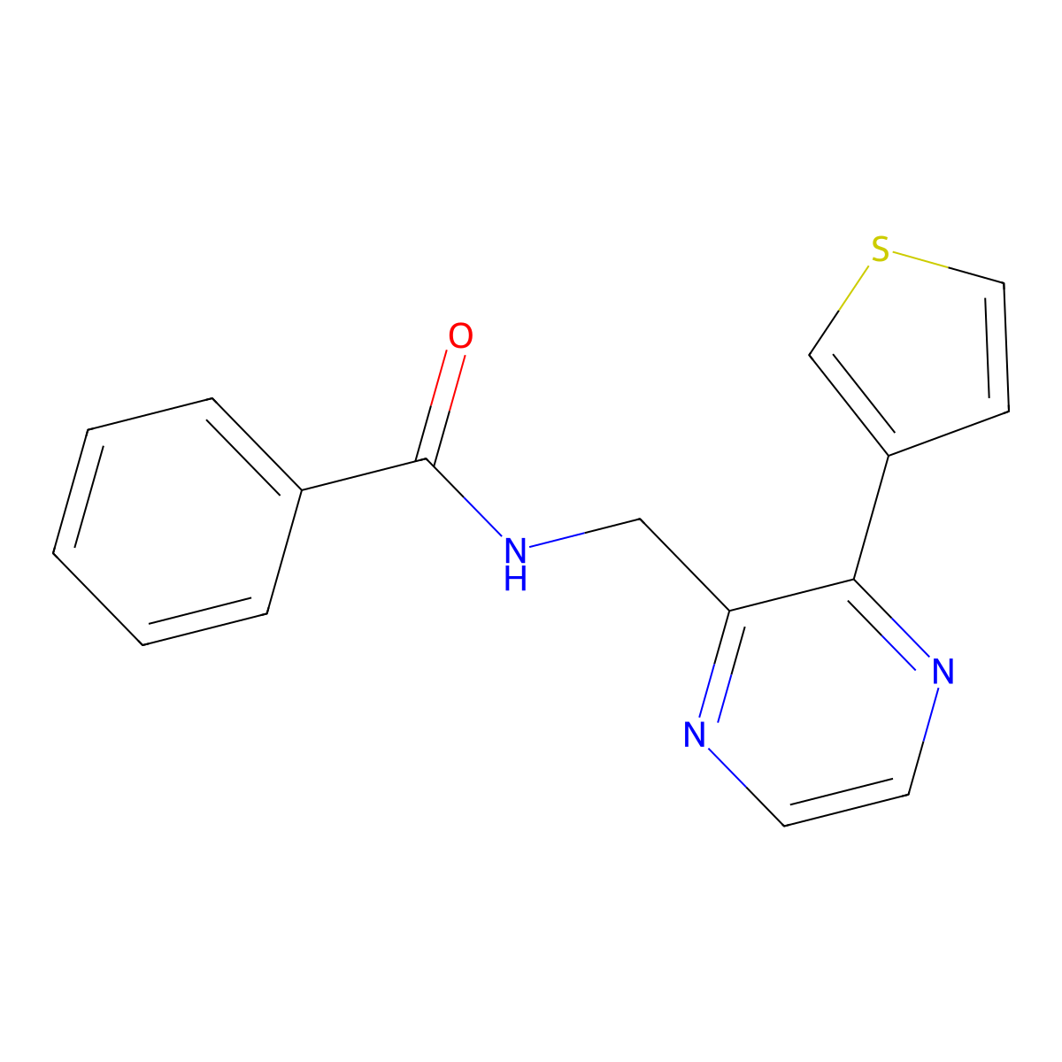 N-{[3-(thiophen-3-yl)pyrazin-2-yl]methyl}benzamide molecular structure, CAS 2034496-59-6