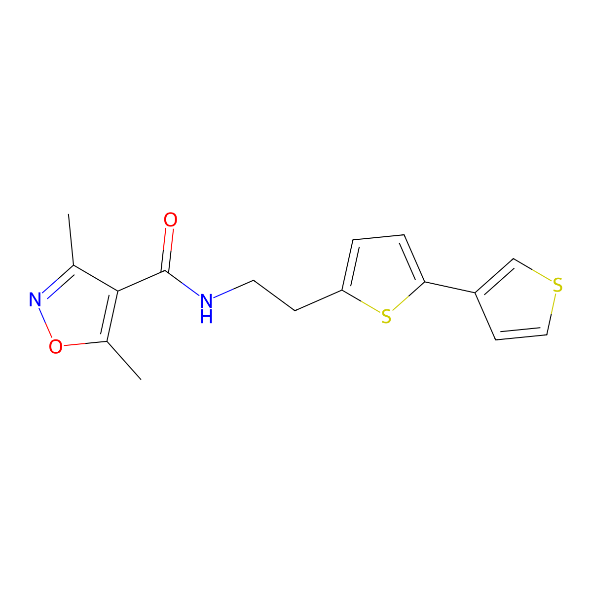 N-(2-([2,3'-bithiophen]-5-yl)ethyl)-3,5-dimethylisoxazole-4-carboxamide molecular structure, CAS 2034496-62-1