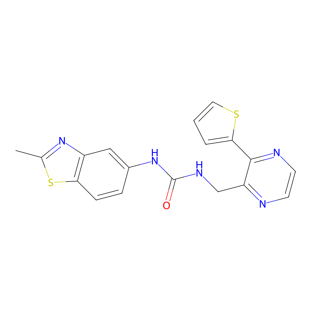 1-(2-Methylbenzo[d]thiazol-5-yl)-3-((3-(thiophen-2-yl)pyrazin-2-yl)methyl)urea molecular structure, CAS 2034496-71-2