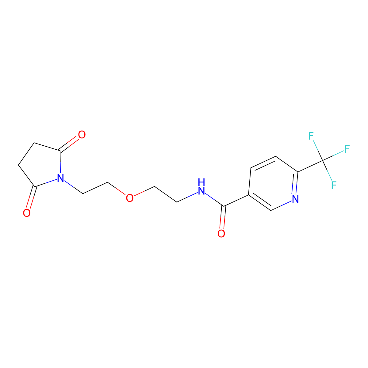 N-(2-(2-(2,5-dioxopyrrolidin-1-yl)ethoxy)ethyl)-6-(trifluoromethyl)nicotinamide molecular structure, CAS 2034496-77-8